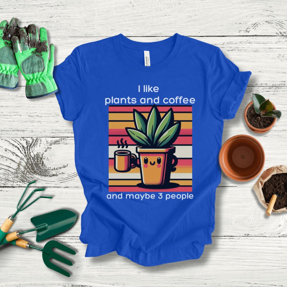 Printify T-Shirt True Royal / S I Like Plants and Coffee T-Shirt