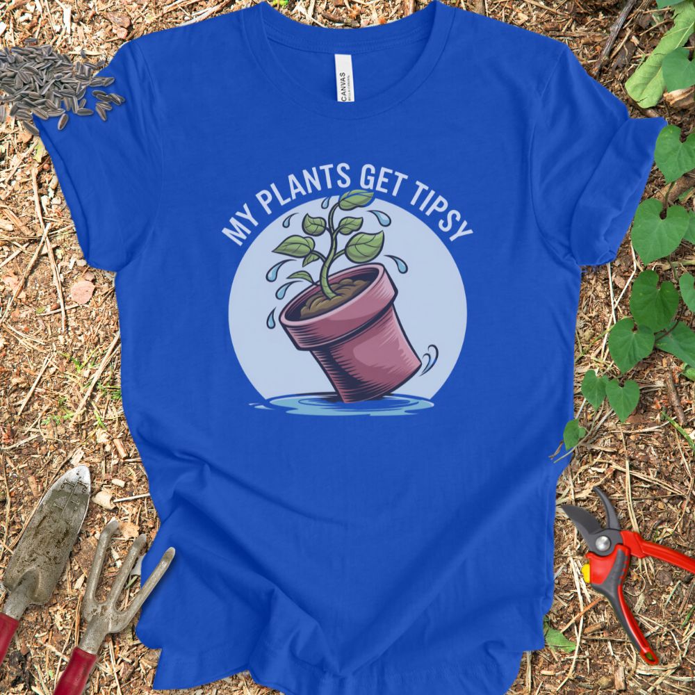 Printify T-Shirt True Royal / S My Plants Get Tipsy