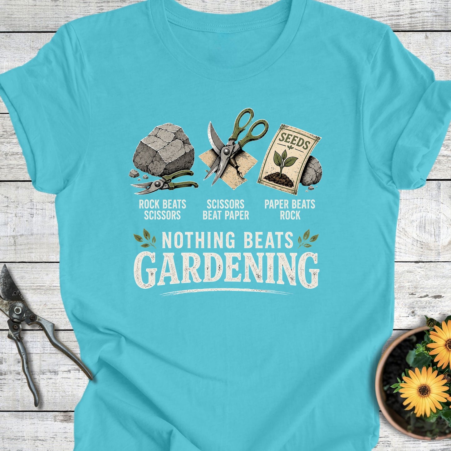 Printify T-Shirt Turquoise / S Nothing Beats Gardening T-Shirt