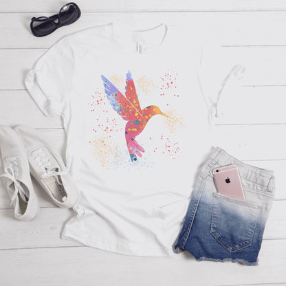 Printify T-Shirt White / S Watercolor Hummingbird T-shirt