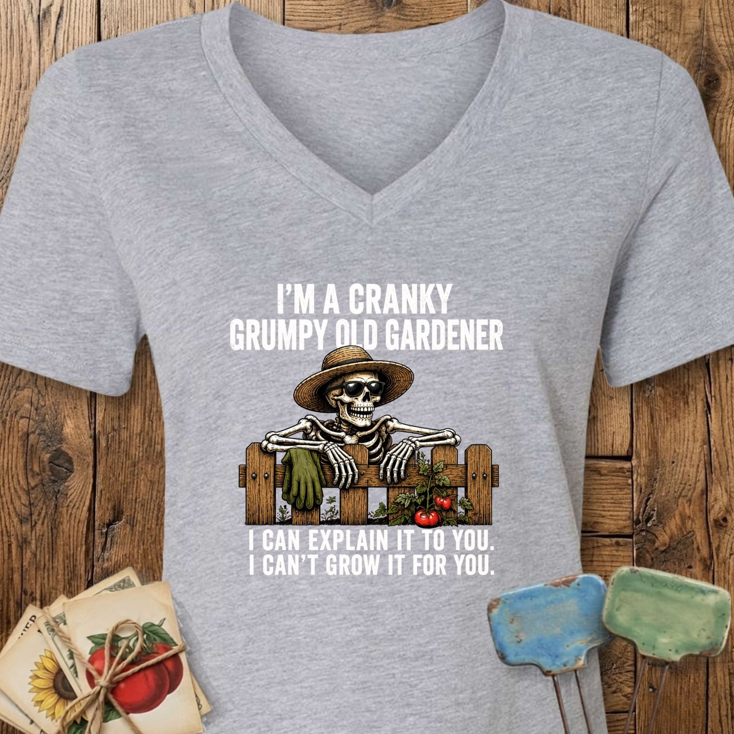Printify V-Neck Athletic Heather / S Cranky Gardener V-Neck