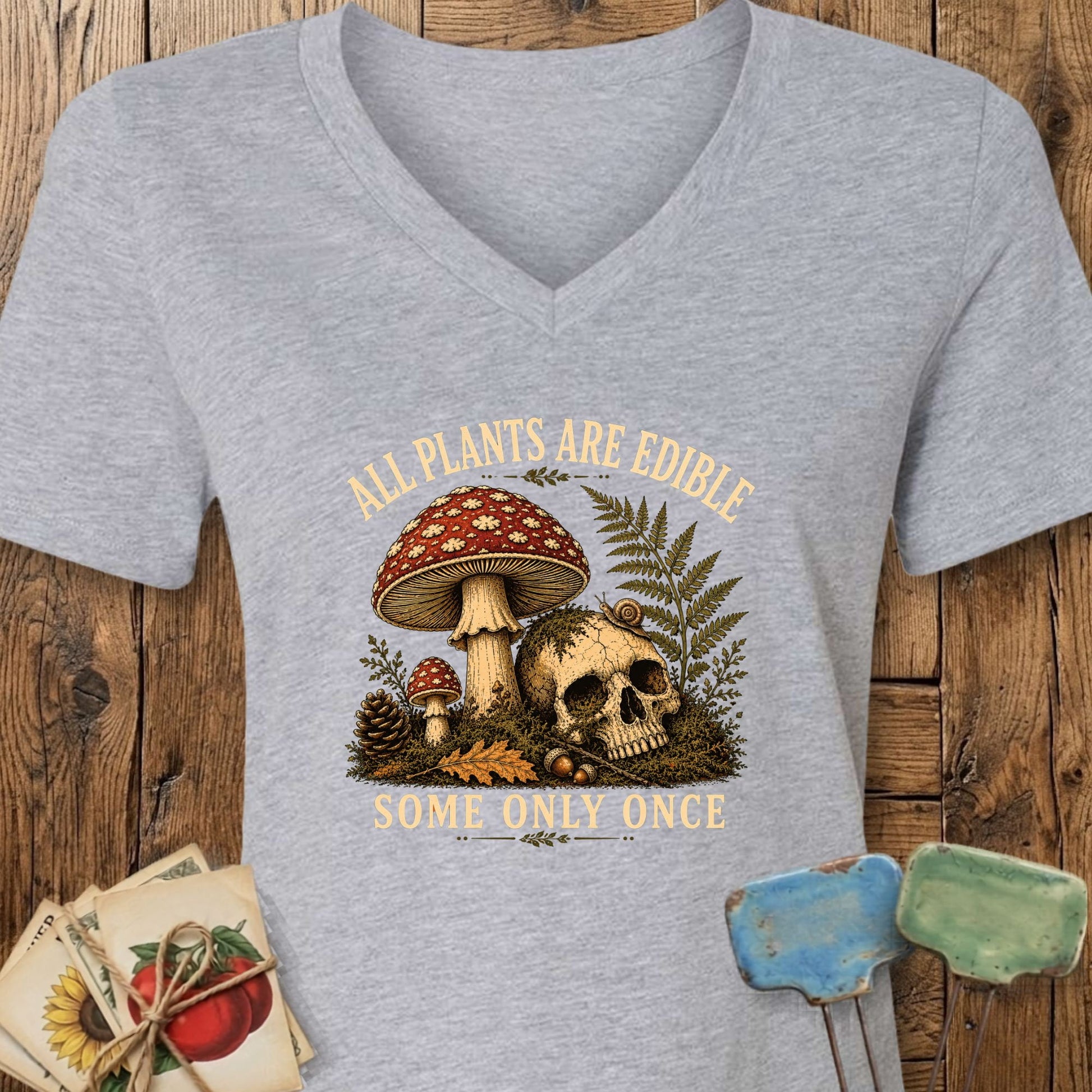 Printify V-Neck Athletic Heather / S Edible Plant V-Neck