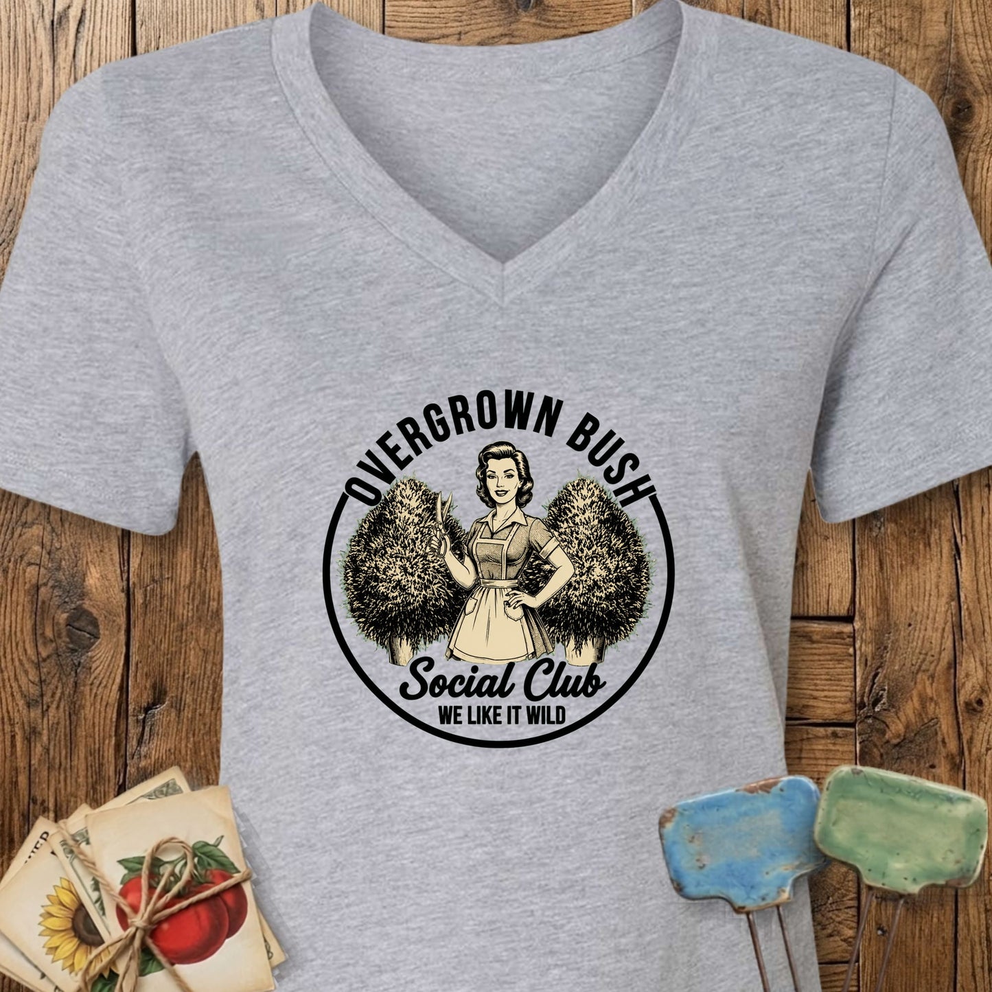 Printify V-Neck Athletic Heather / S Overgrown Bush V-Neck