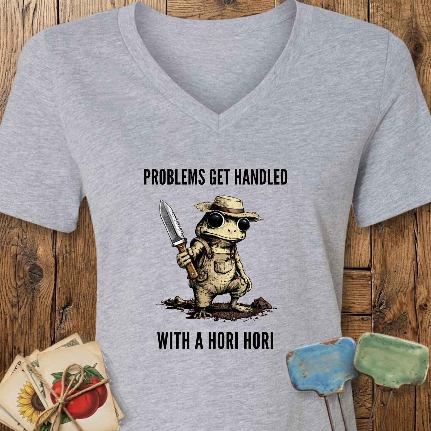 Printify V-Neck Athletic Heather / S Problems Get Handled V-Neck