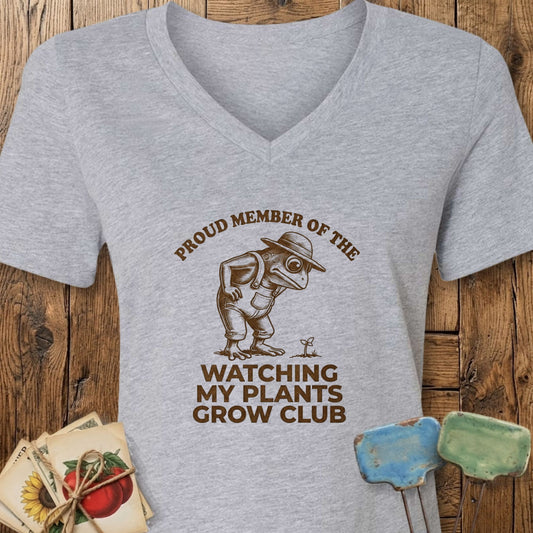 Printify V-Neck Athletic Heather / S Watching My Plants V-Neck