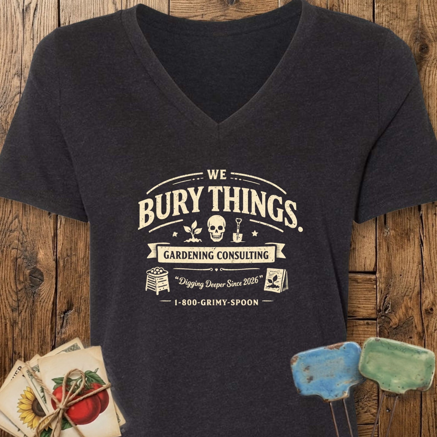 Printify V-Neck Black Heather / M Bury Things Co. V-Neck