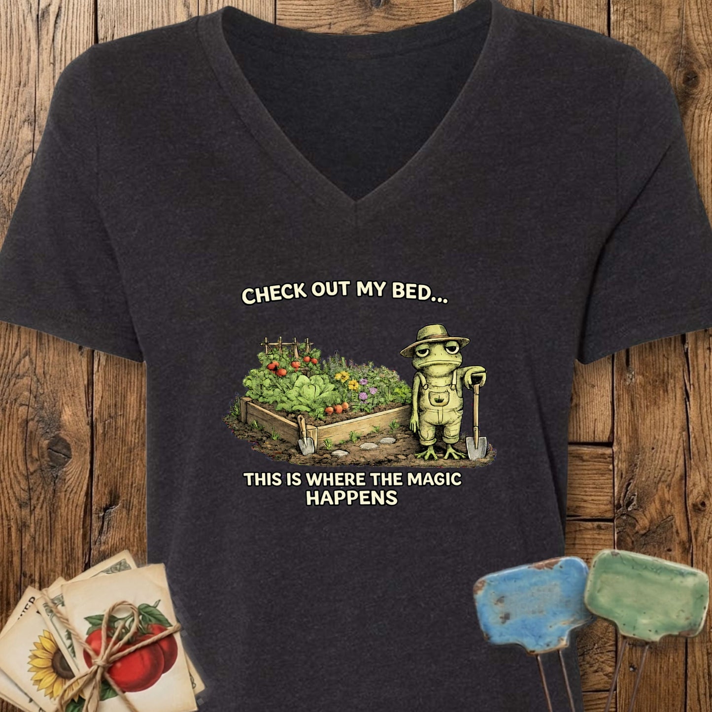 Printify V-Neck Black Heather / M Check Out My Bed V-Neck