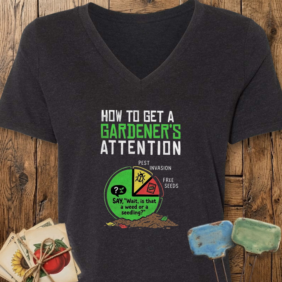 Printify V-Neck Black Heather / M Gardener's Attention V-Neck