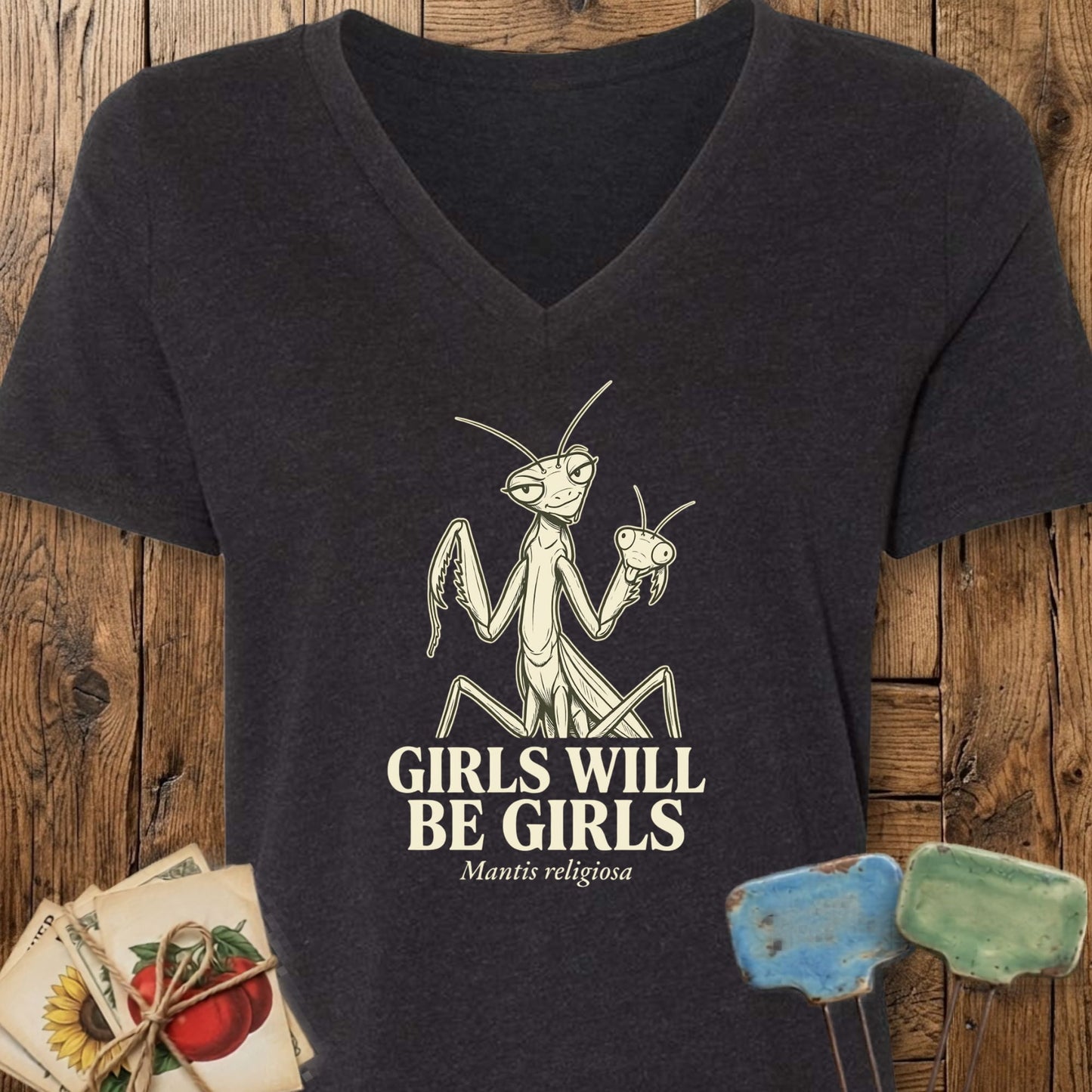 Printify V-Neck Black Heather / M Girls V-Neck