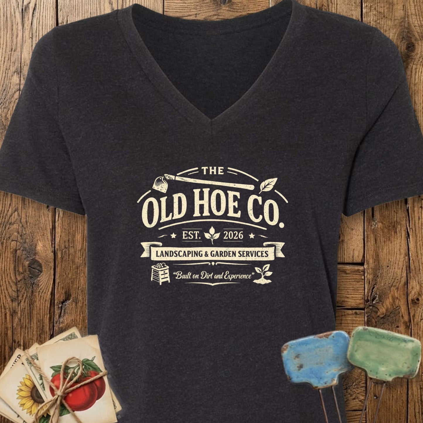 Printify V-Neck Black Heather / M Old Hoe Co. V-Neck