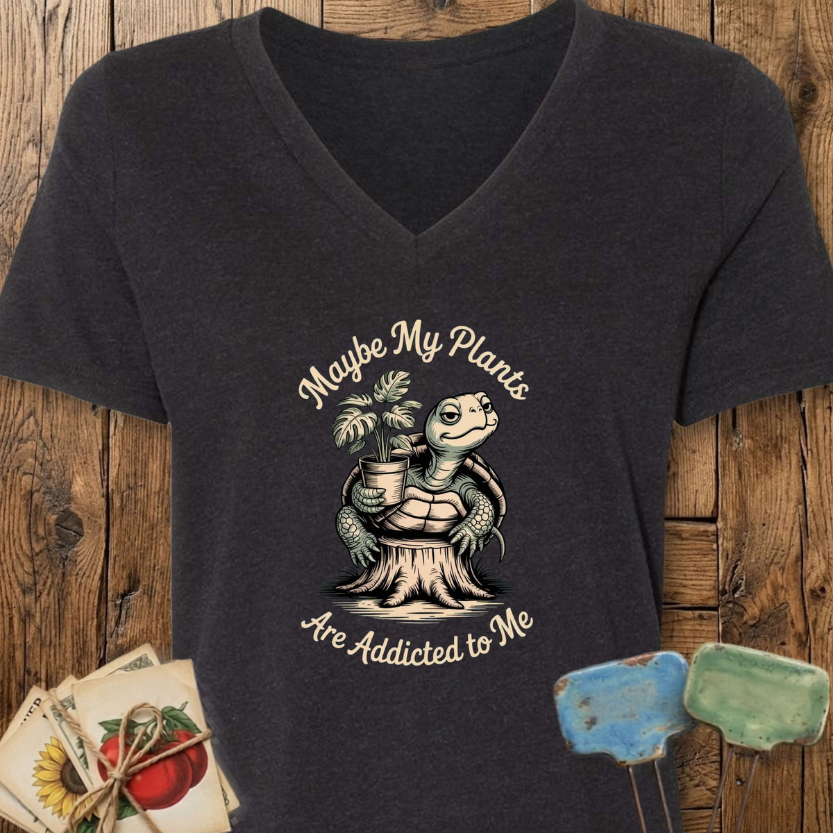 Printify V-Neck Black Heather / S Maybe My Plants V-Neck
