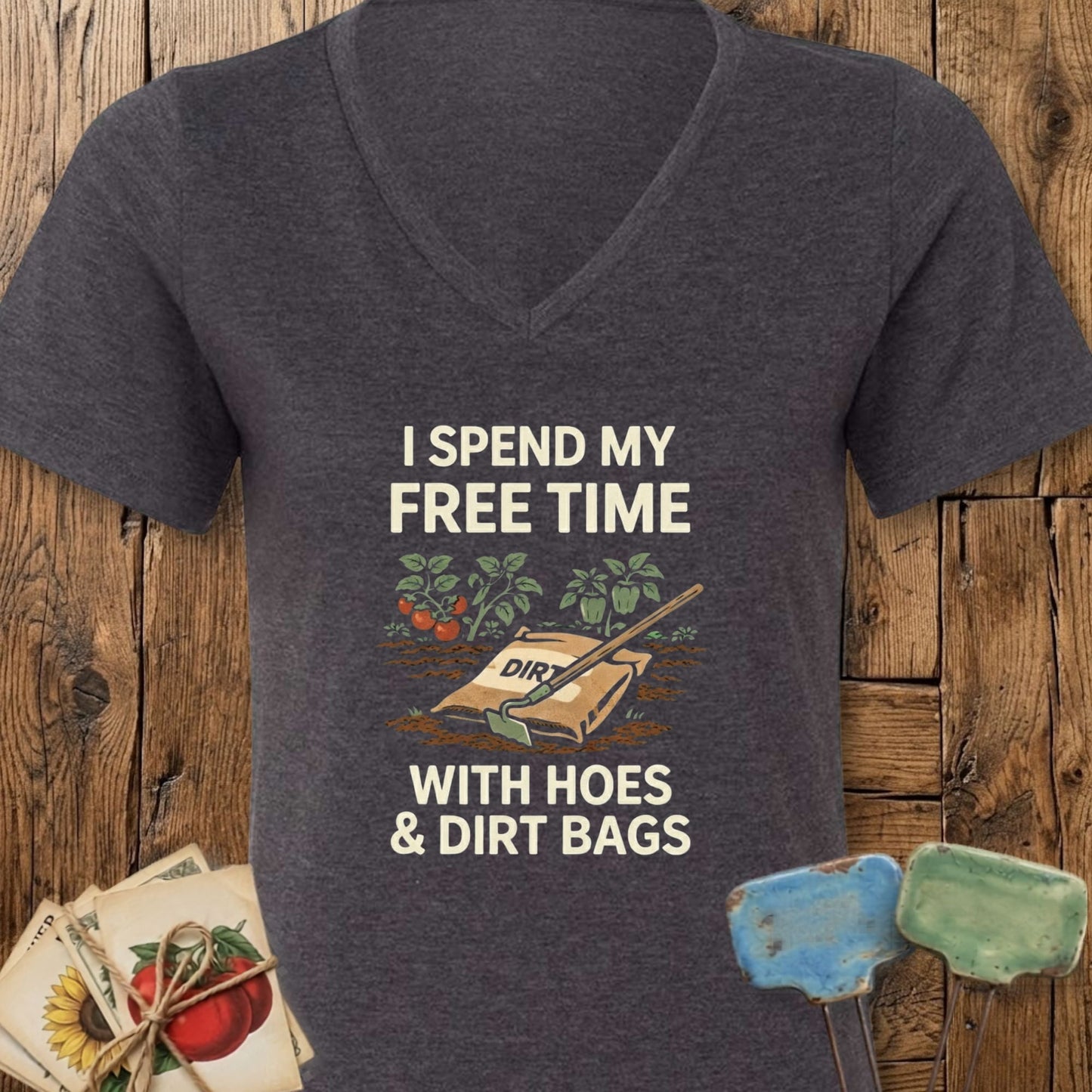 Printify V-Neck Dark Grey Heather / S Hoes & Dirt Bags V-Neck