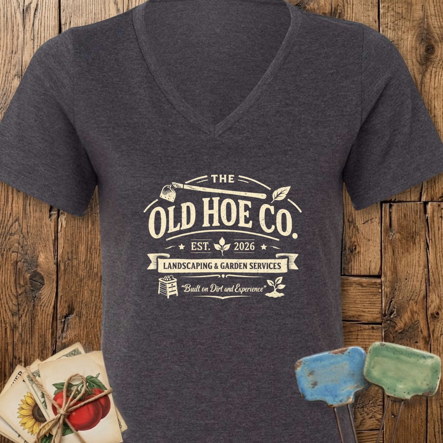 Printify V-Neck Dark Grey Heather / S Old Hoe Co. V-Neck