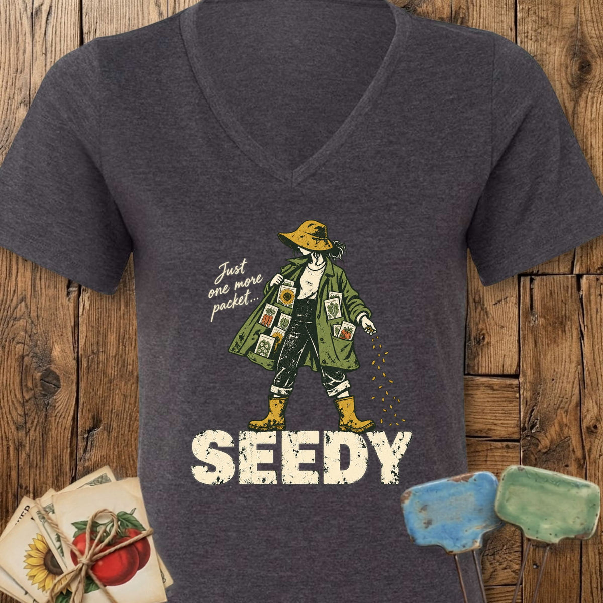 Printify V-Neck Dark Grey Heather / S Seedy V-Neck