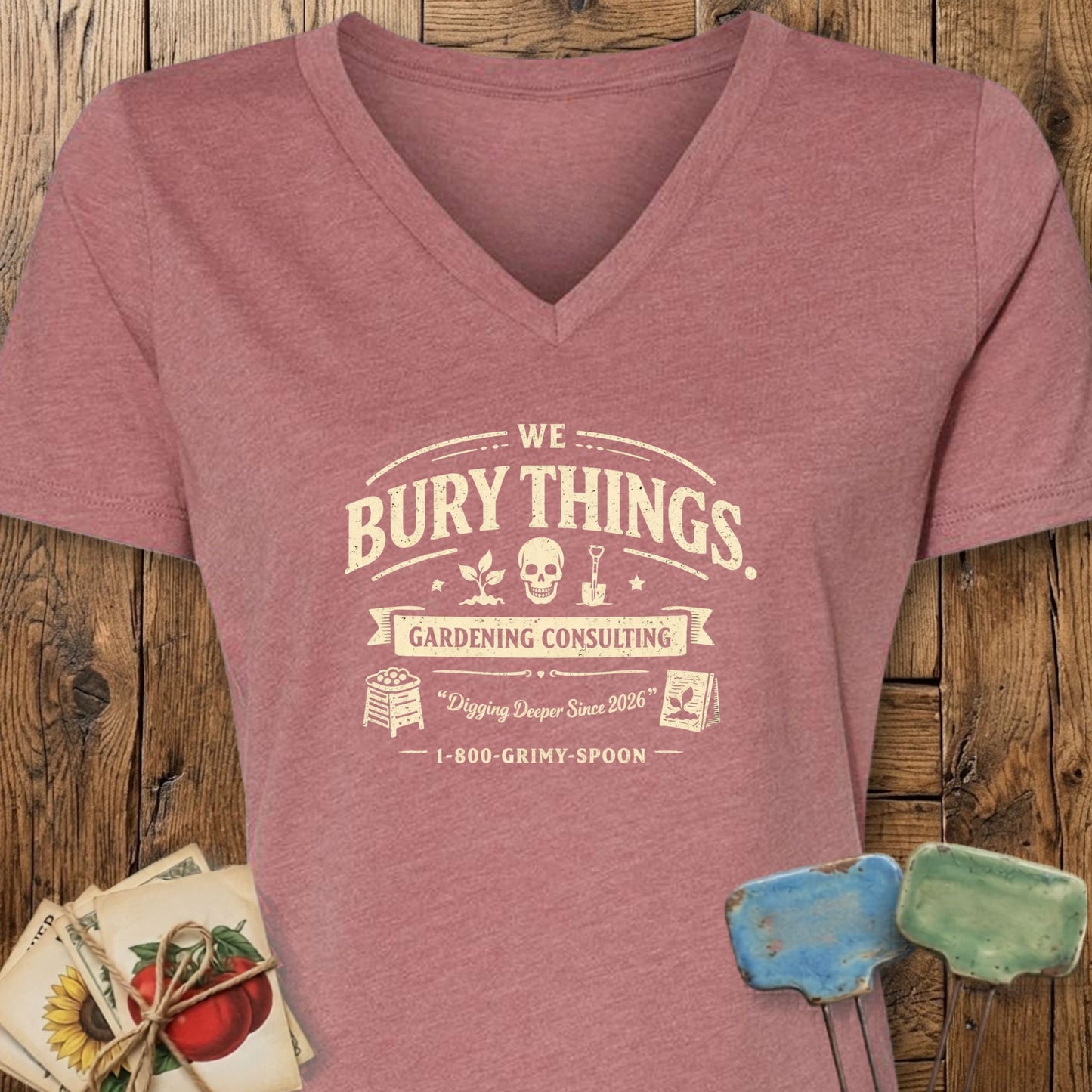 Printify V-Neck Heather Mauve / S Bury Things Co. V-Neck