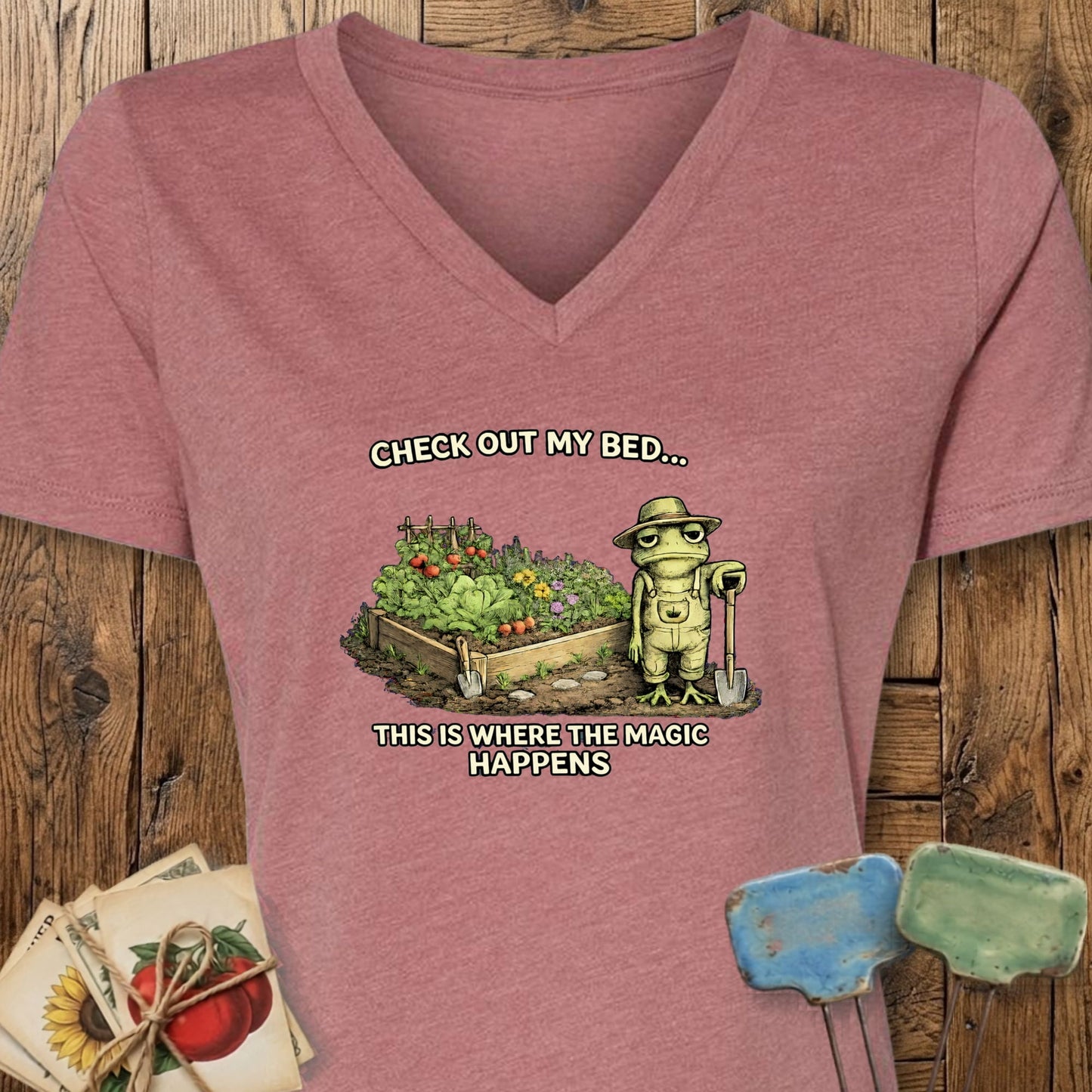 Printify V-Neck Heather Mauve / S Check Out My Bed V-Neck
