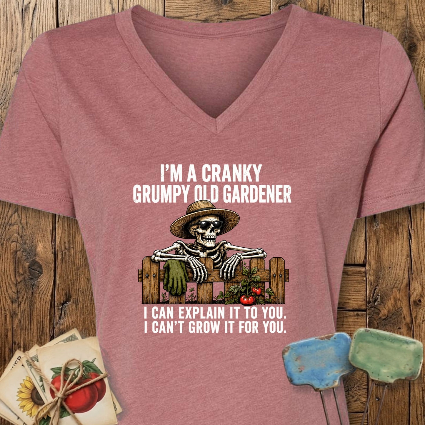 Printify V-Neck Heather Mauve / S Cranky Gardener V-Neck