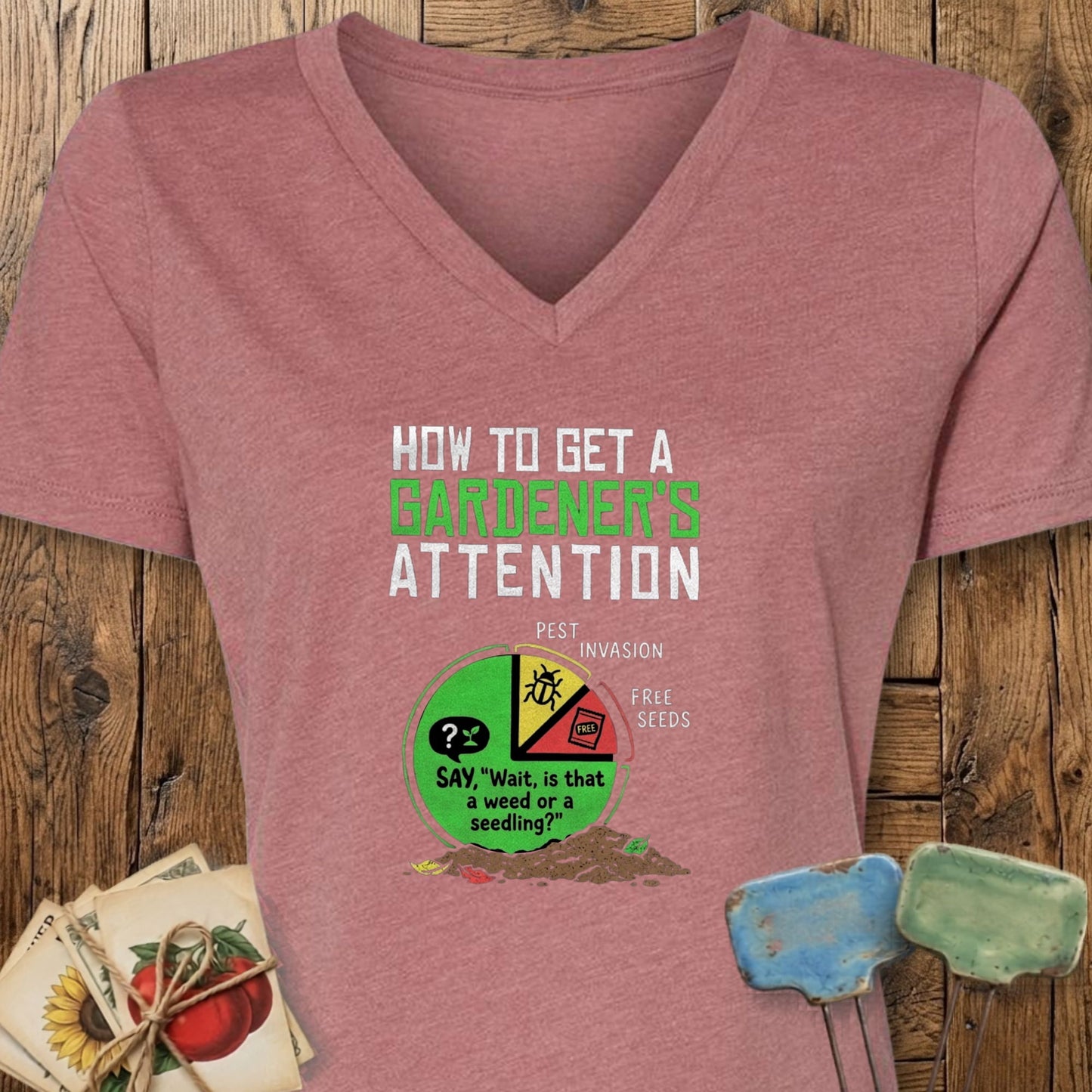 Printify V-Neck Heather Mauve / S Gardener's Attention V-Neck