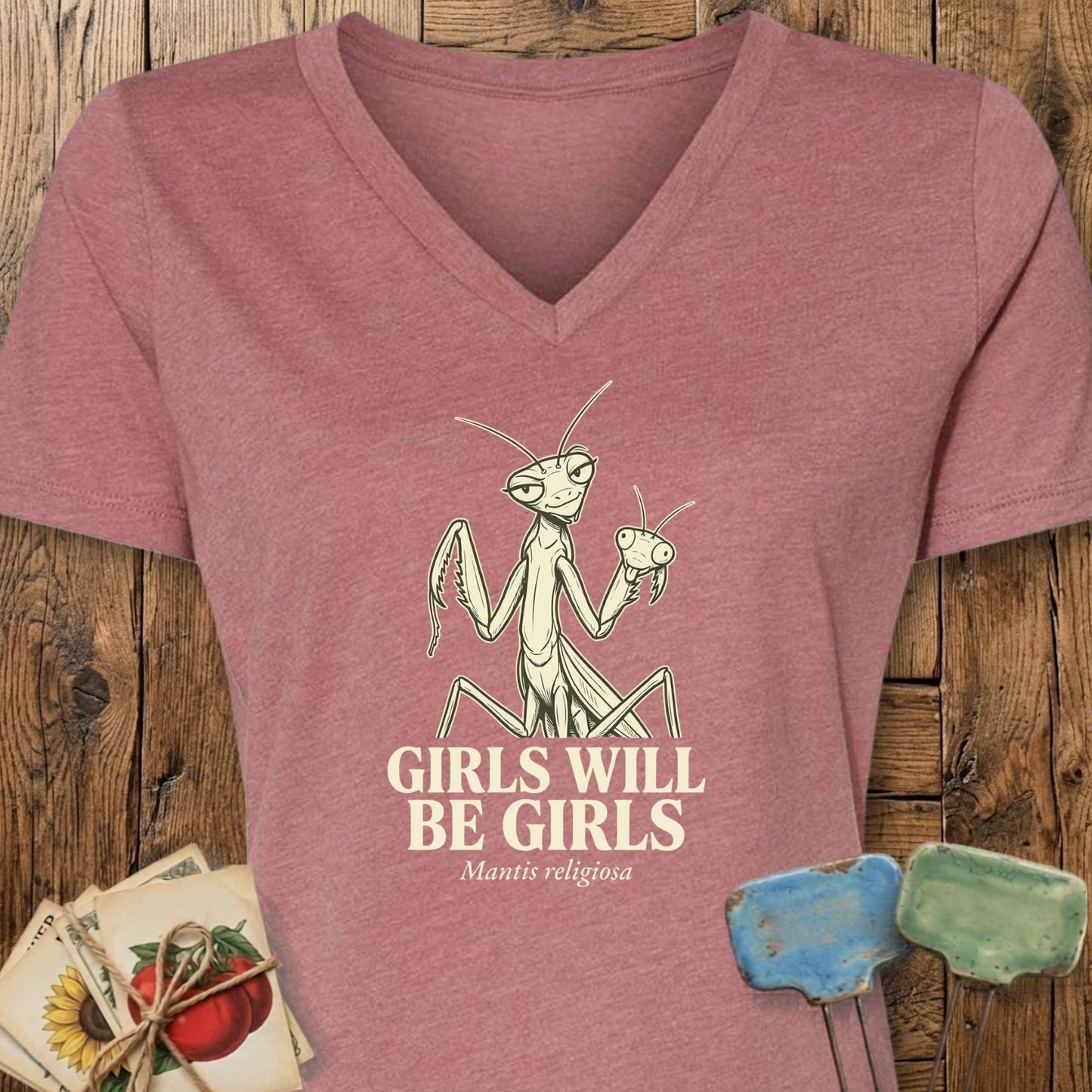 Printify V-Neck Heather Mauve / S Girls V-Neck