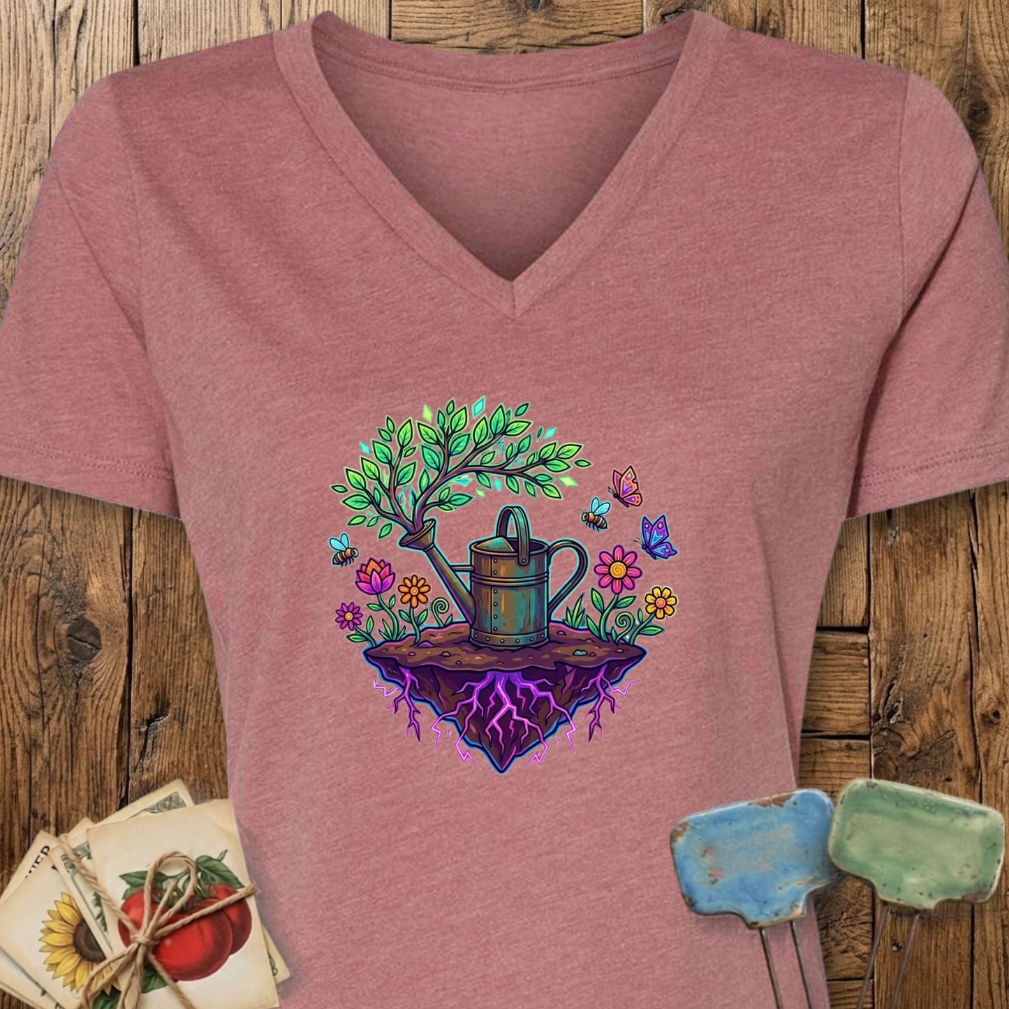 Printify V-Neck Heather Mauve / S Grower's Heart V-Neck