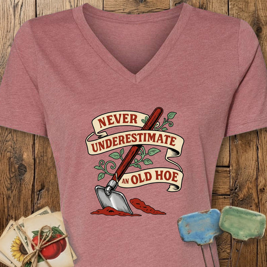 Printify V-Neck Heather Mauve / S Never Underestimate an Old Hoe V-Neck