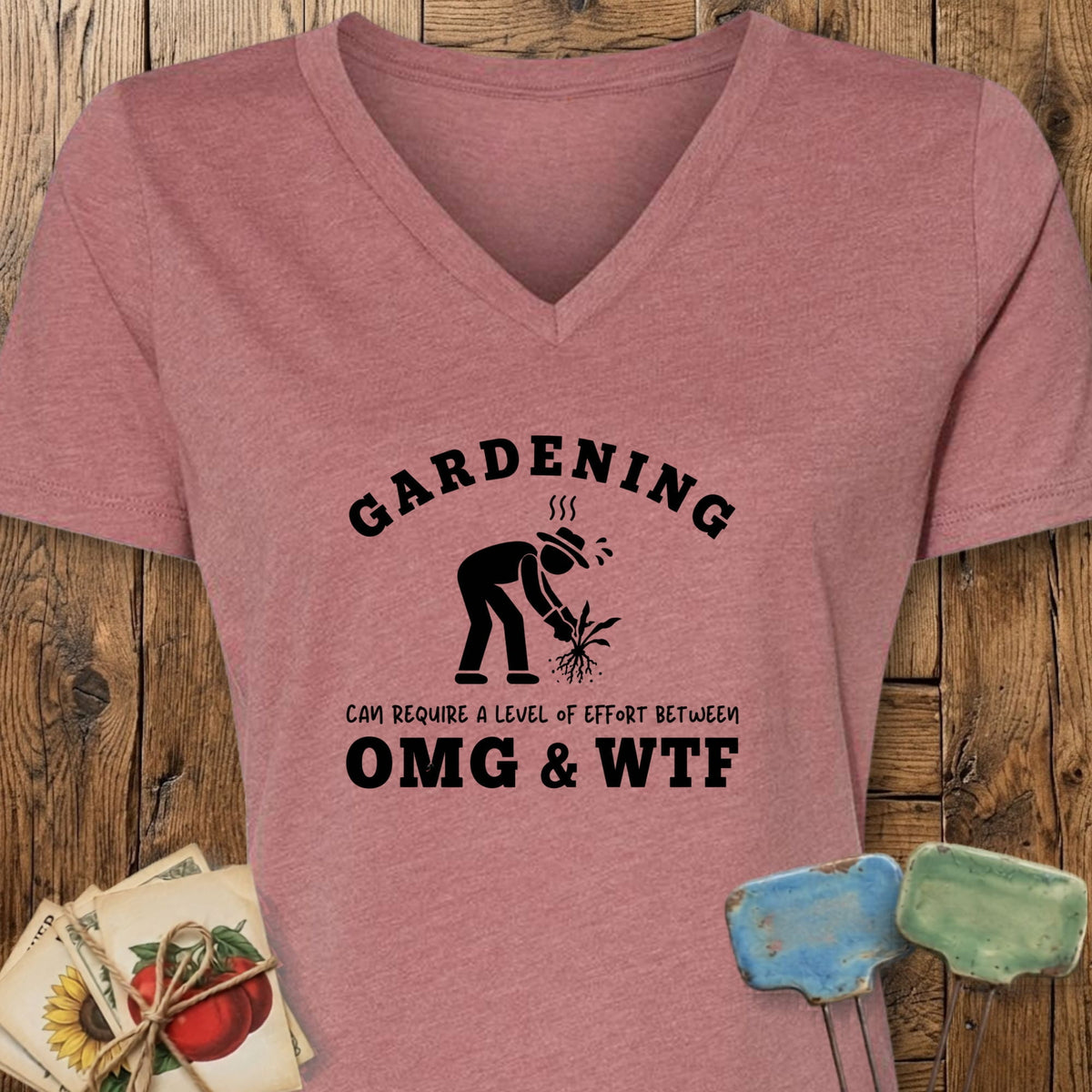 Printify V-Neck Heather Mauve / S OMG & WTF V-Neck