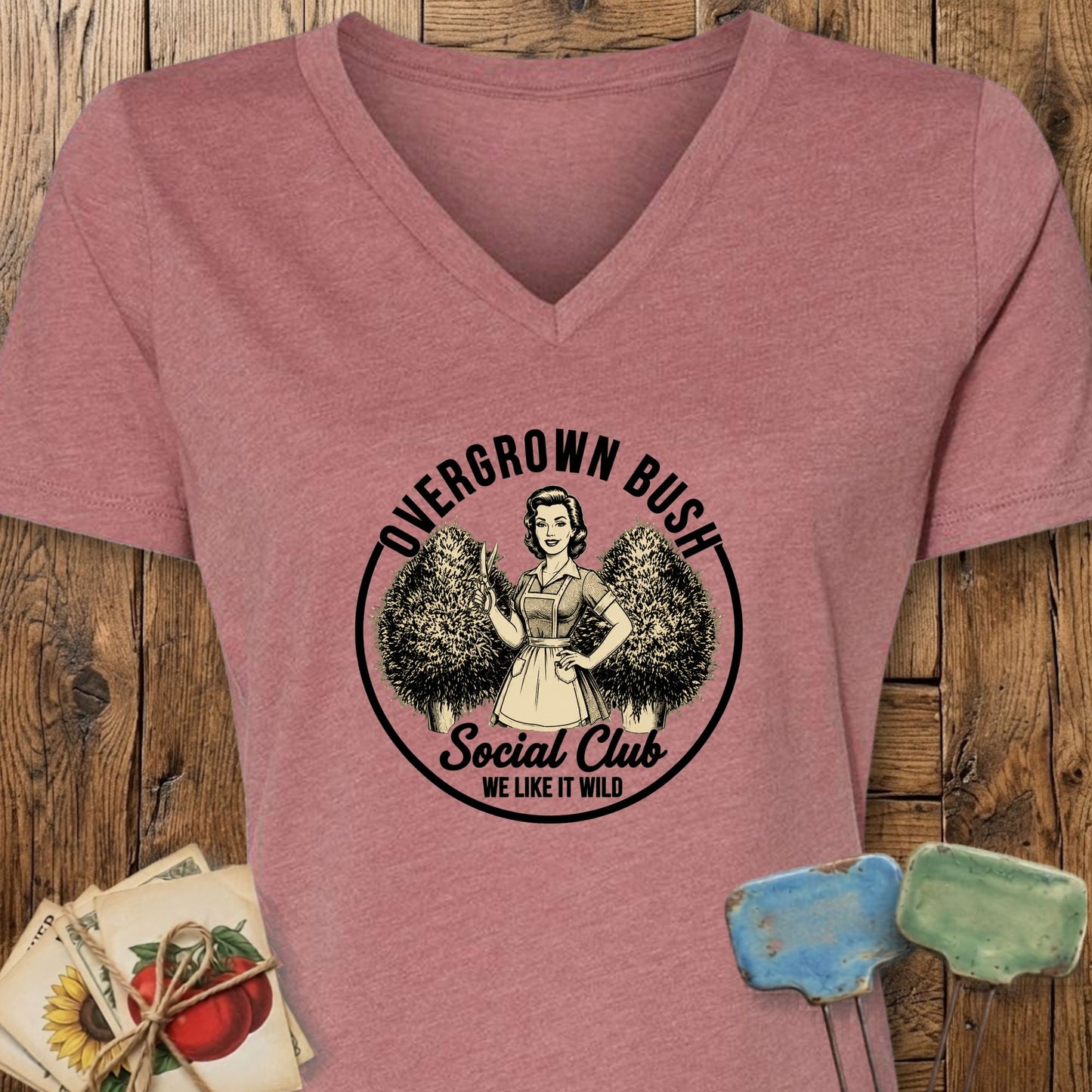 Printify V-Neck Heather Mauve / S Overgrown Bush V-Neck