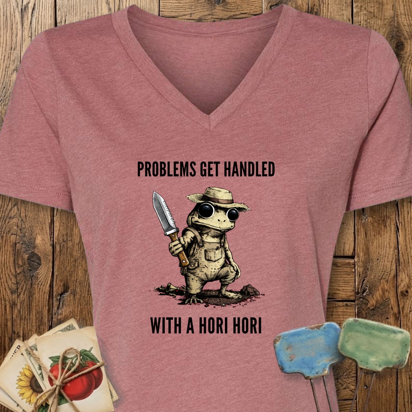 Printify V-Neck Heather Mauve / S Problems Get Handled V-Neck