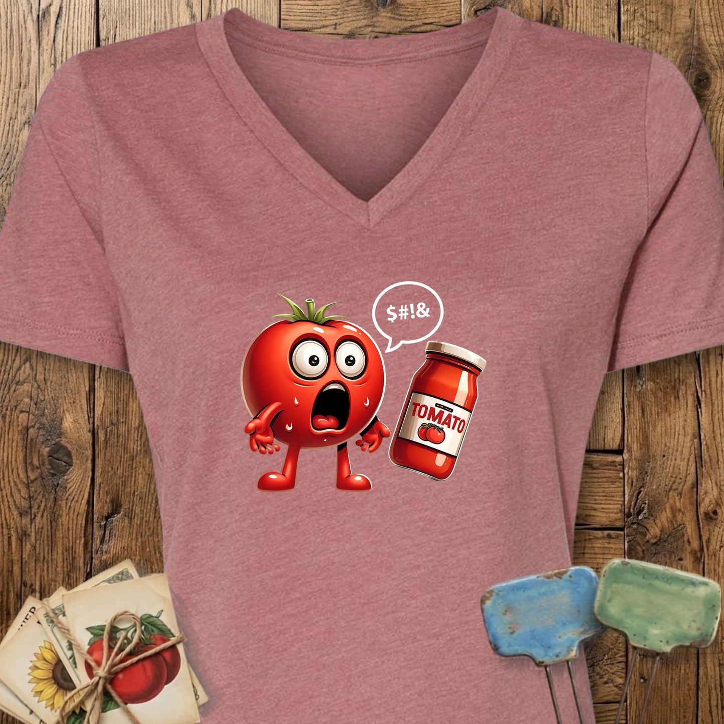 Printify V-Neck Heather Mauve / S Tomato Shock V-Neck