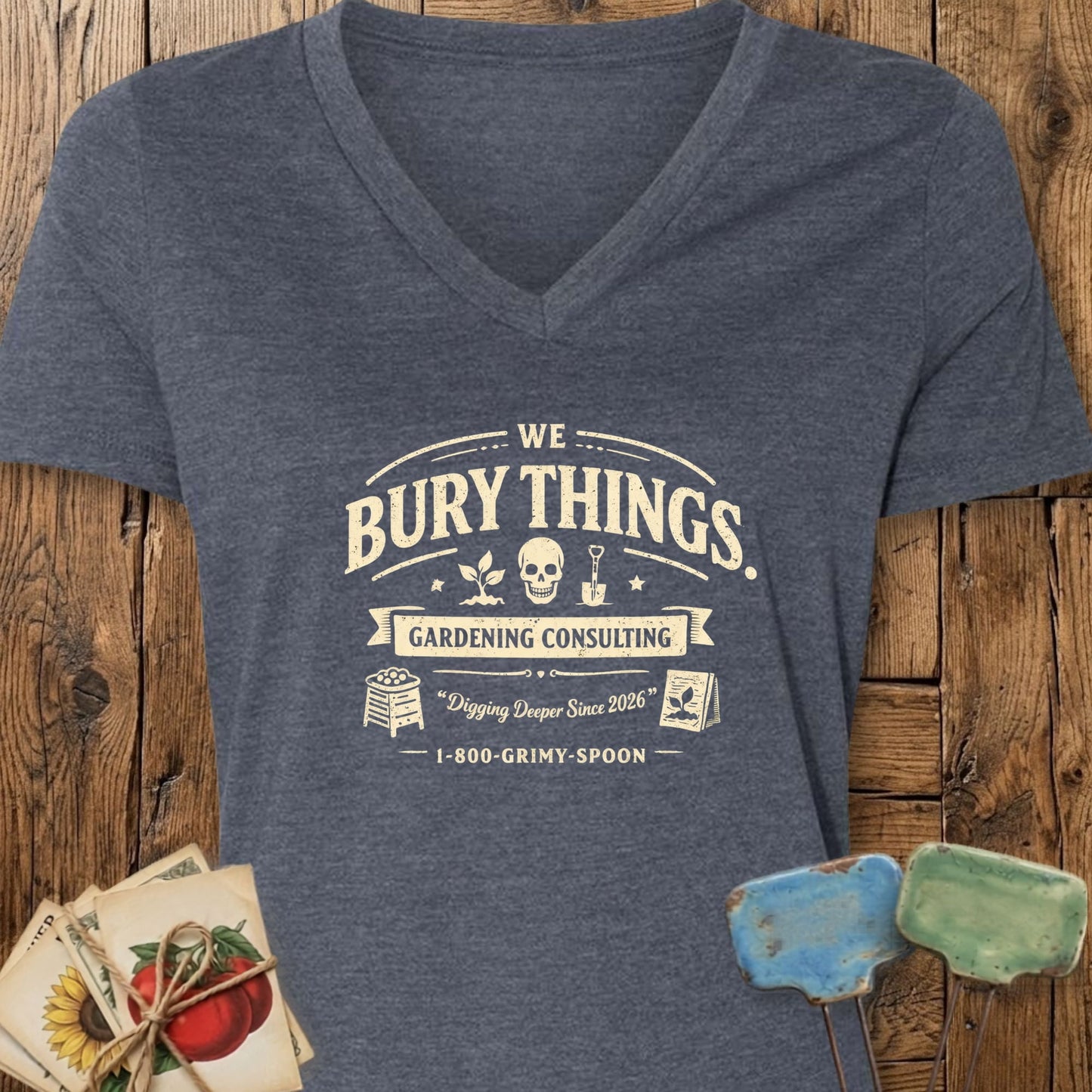 Printify V-Neck Heather Navy / S Bury Things Co. V-Neck