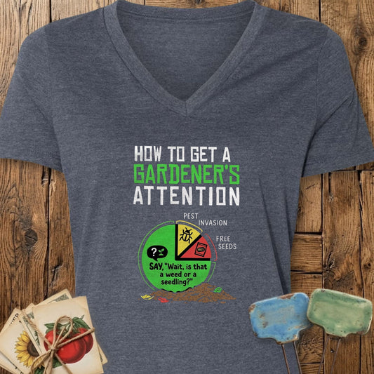 Printify V-Neck Heather Navy / S Gardener's Attention V-Neck