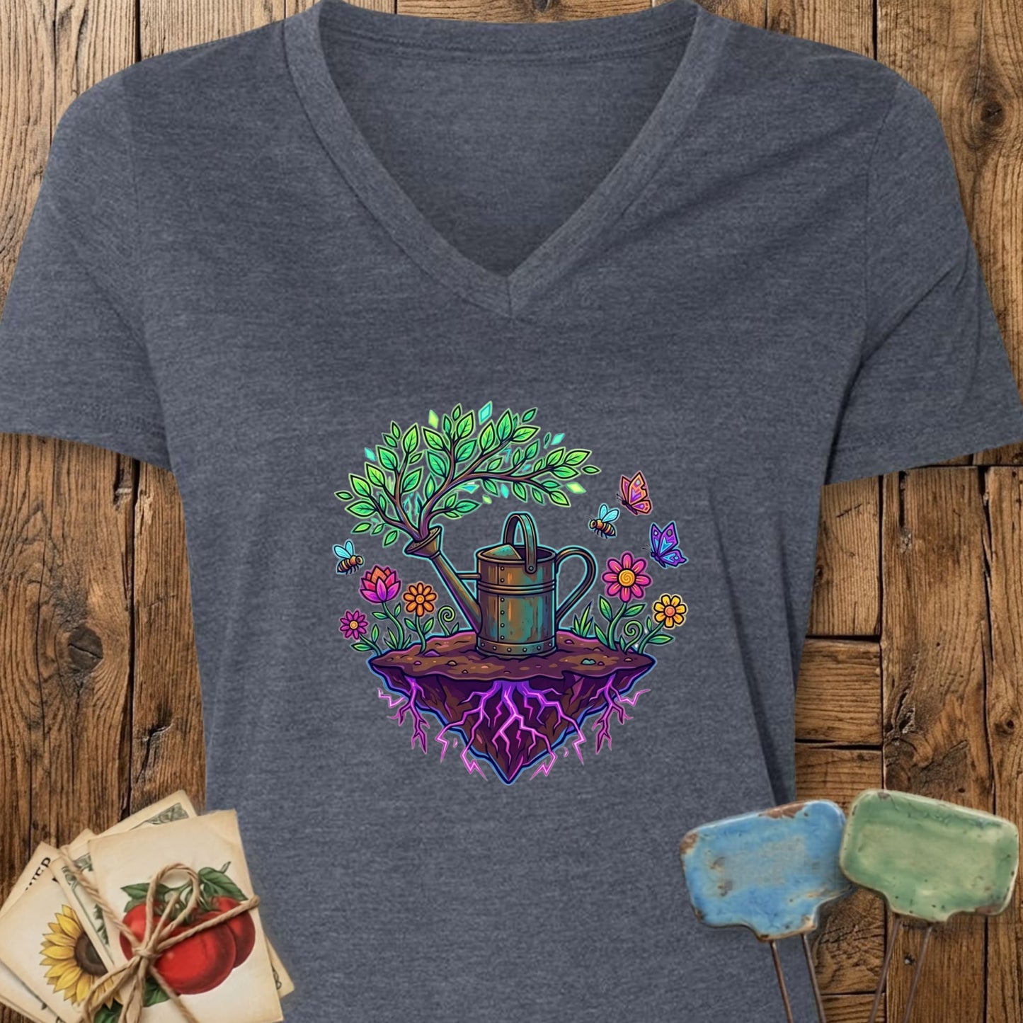 Printify V-Neck Heather Navy / S Grower's Heart V-Neck