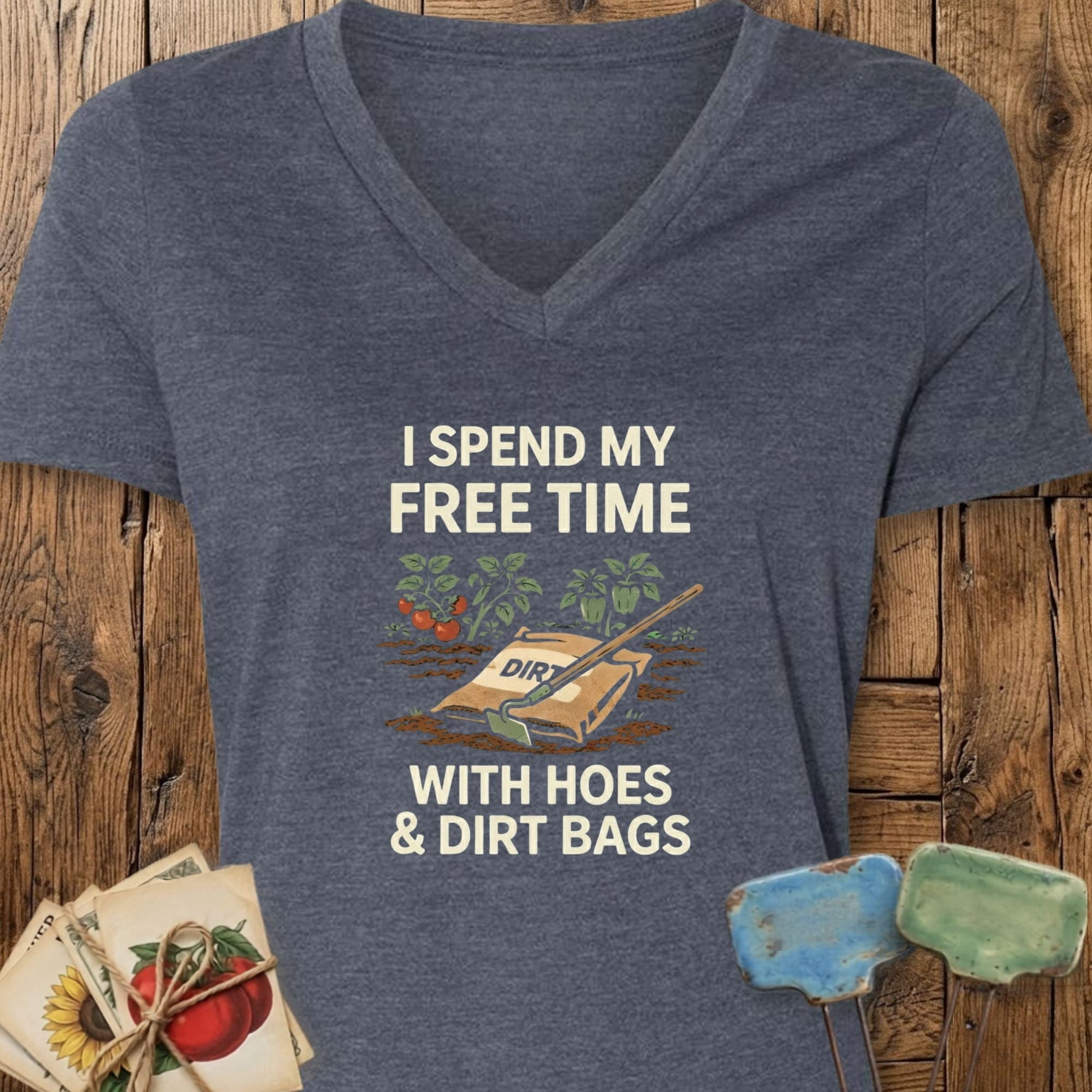 Printify V-Neck Heather Navy / S Hoes & Dirt Bags V-Neck