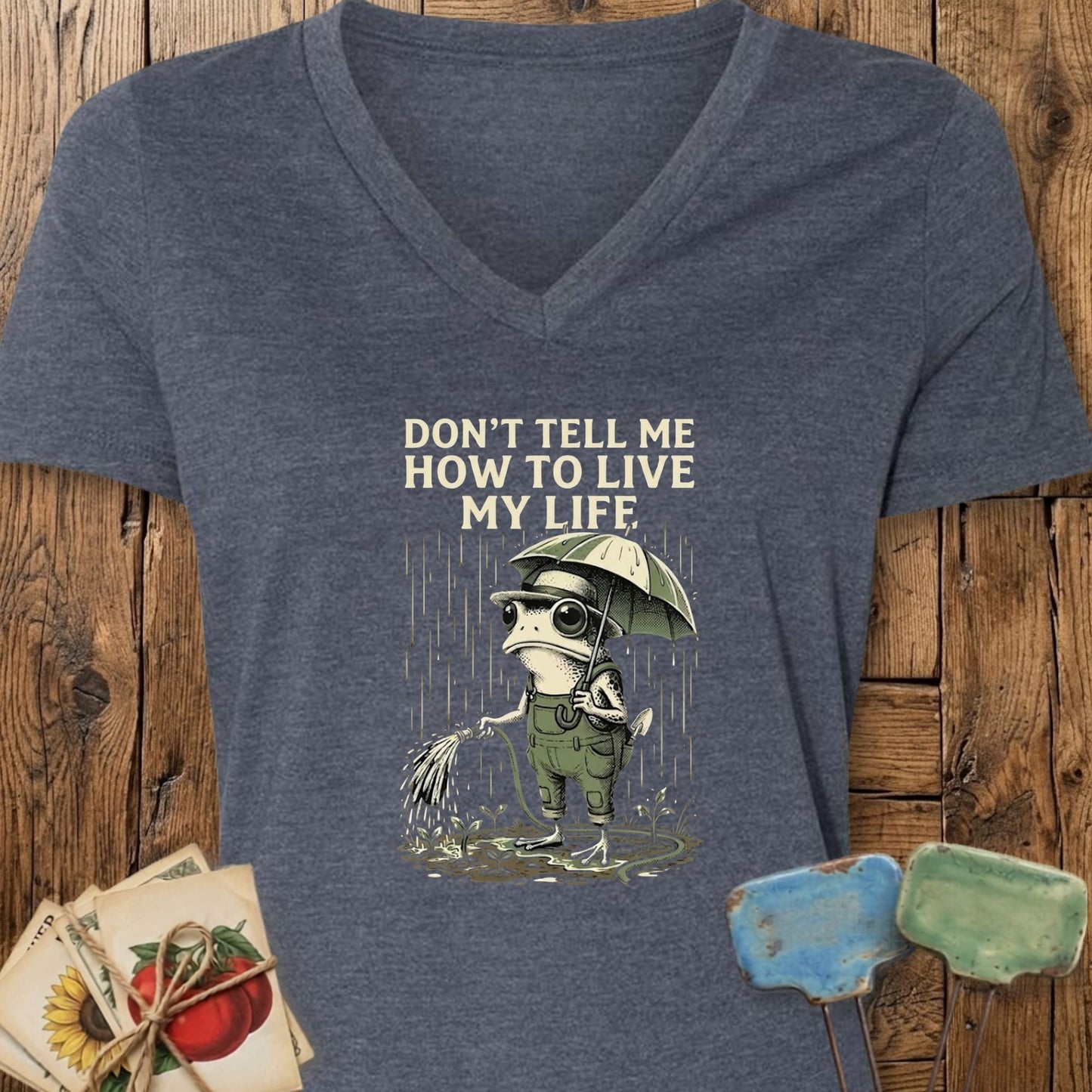 Printify V-Neck Heather Navy / S Live My Life V-Neck