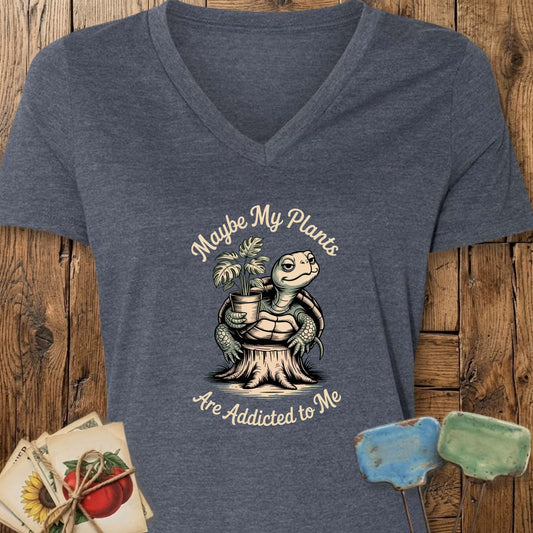 Printify V-Neck Heather Navy / S Maybe My Plants V-Neck