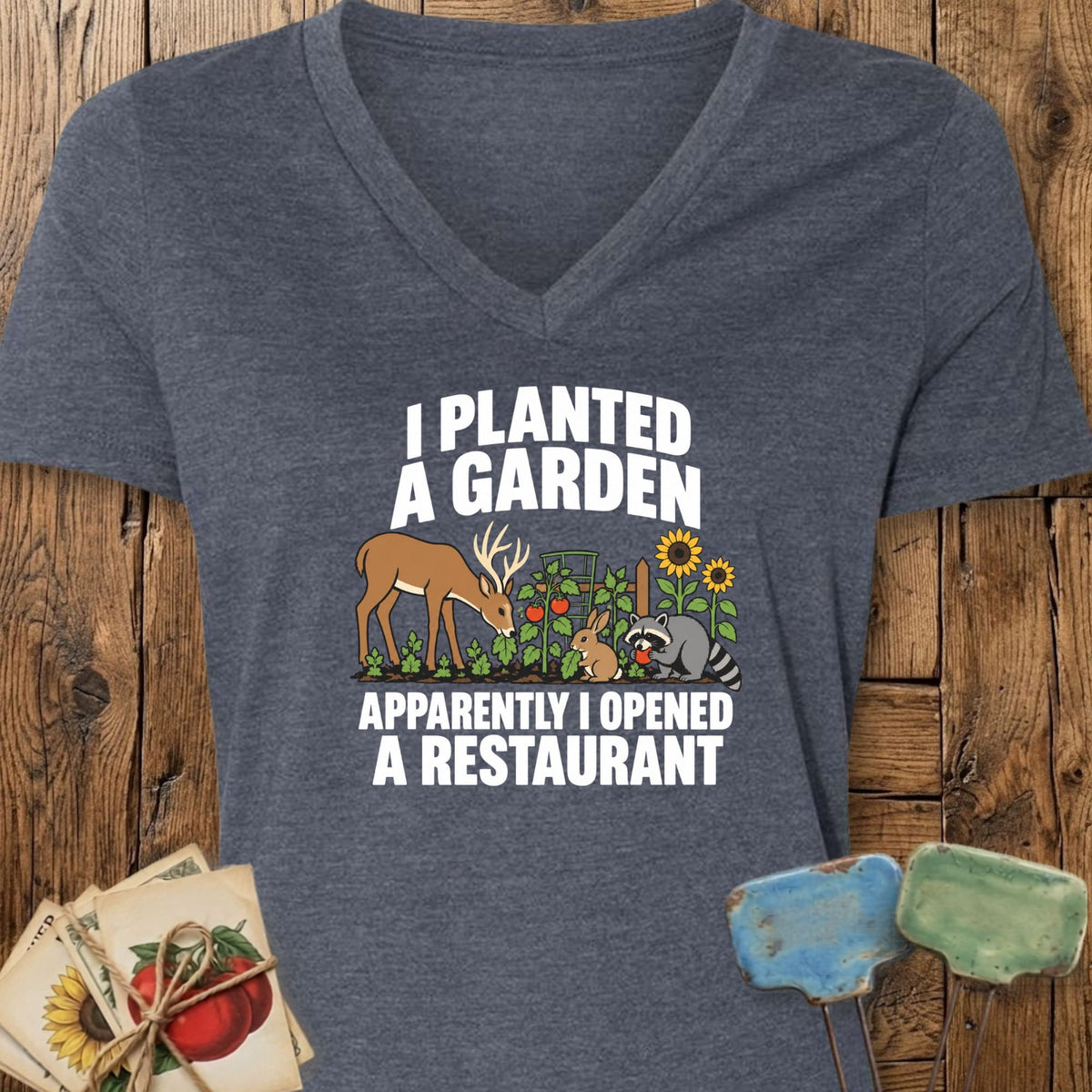 Printify V-Neck Heather Navy / S New Restaurant V-Neck