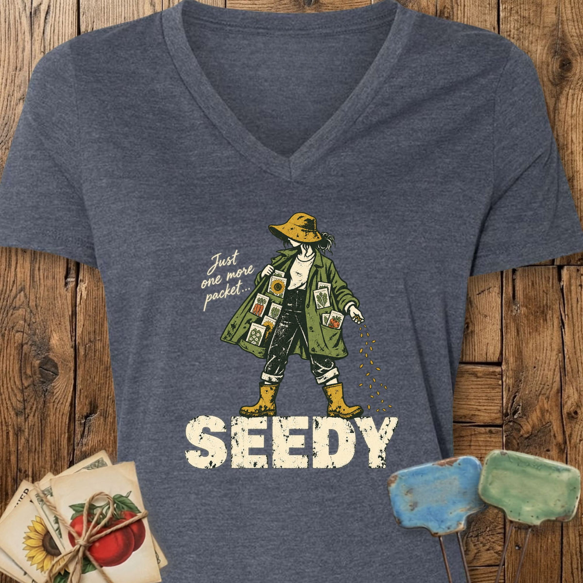 Printify V-Neck Heather Navy / S Seedy V-Neck