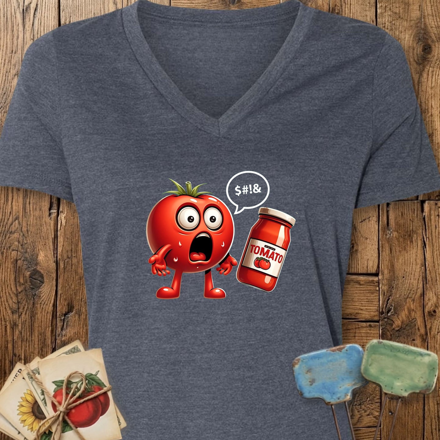 Printify V-Neck Heather Navy / S Tomato Shock V-Neck
