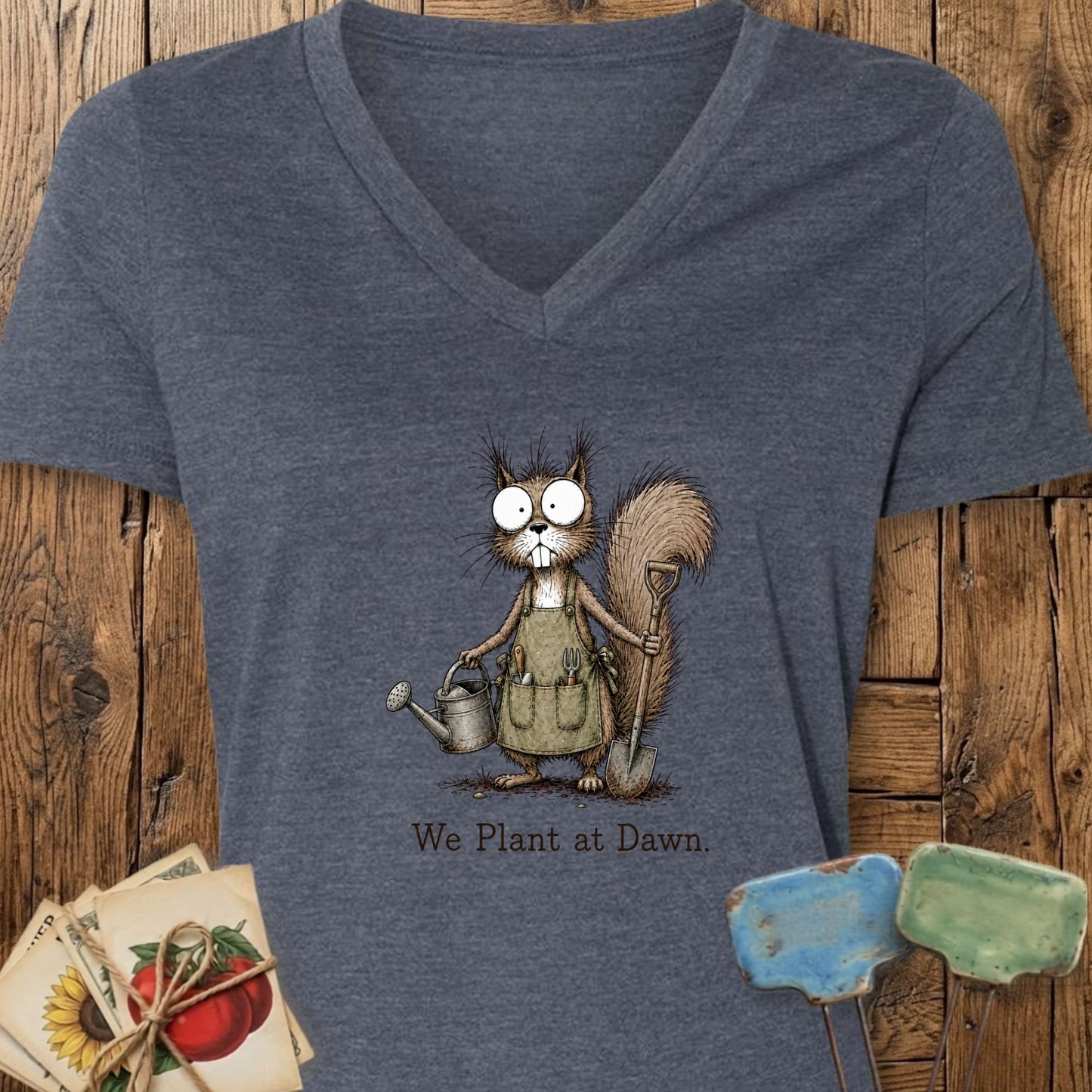 Printify V-Neck Heather Navy / S We Plant at Dawn V-Neck