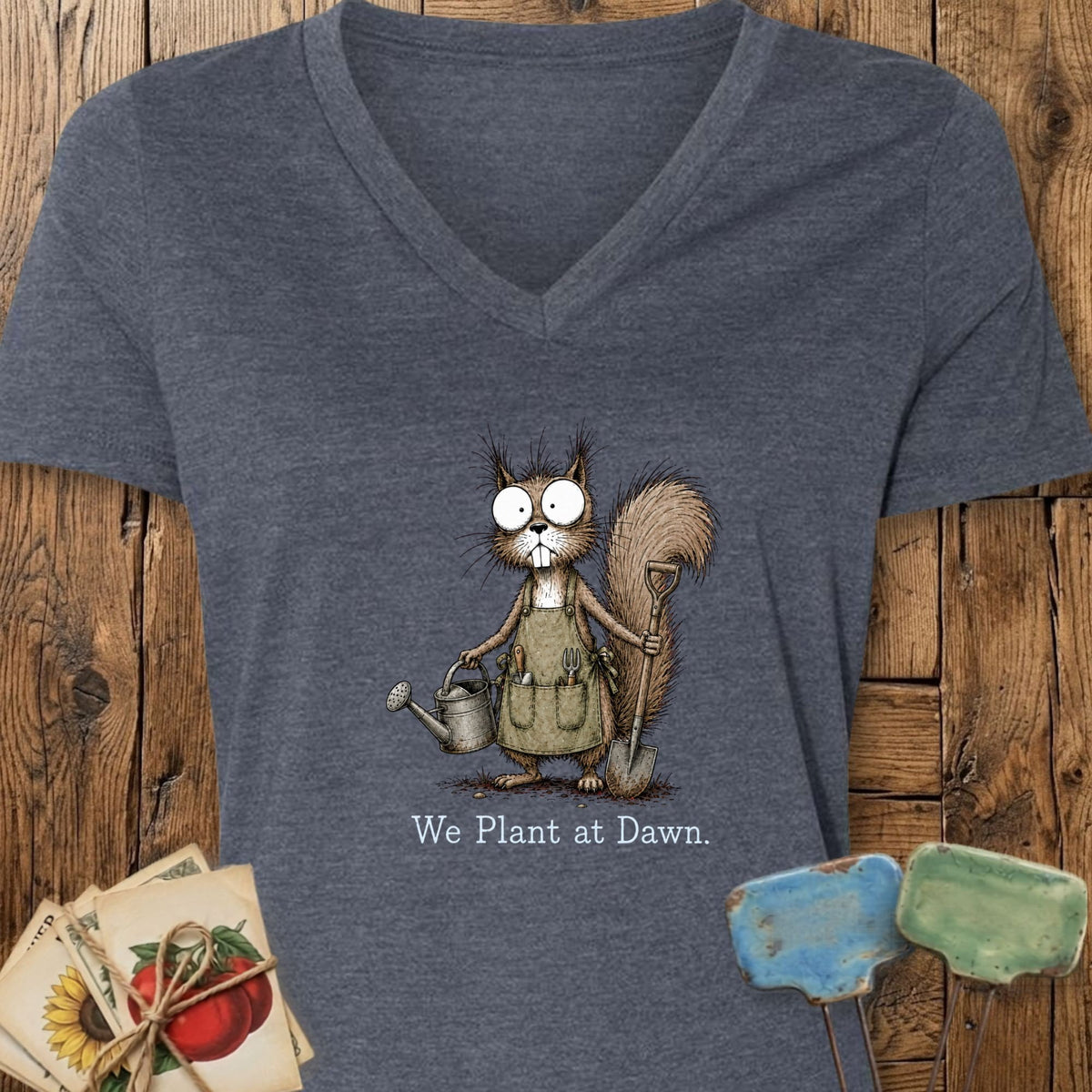 Printify V-Neck Heather Navy / S We Plant at Dawn V-Neck