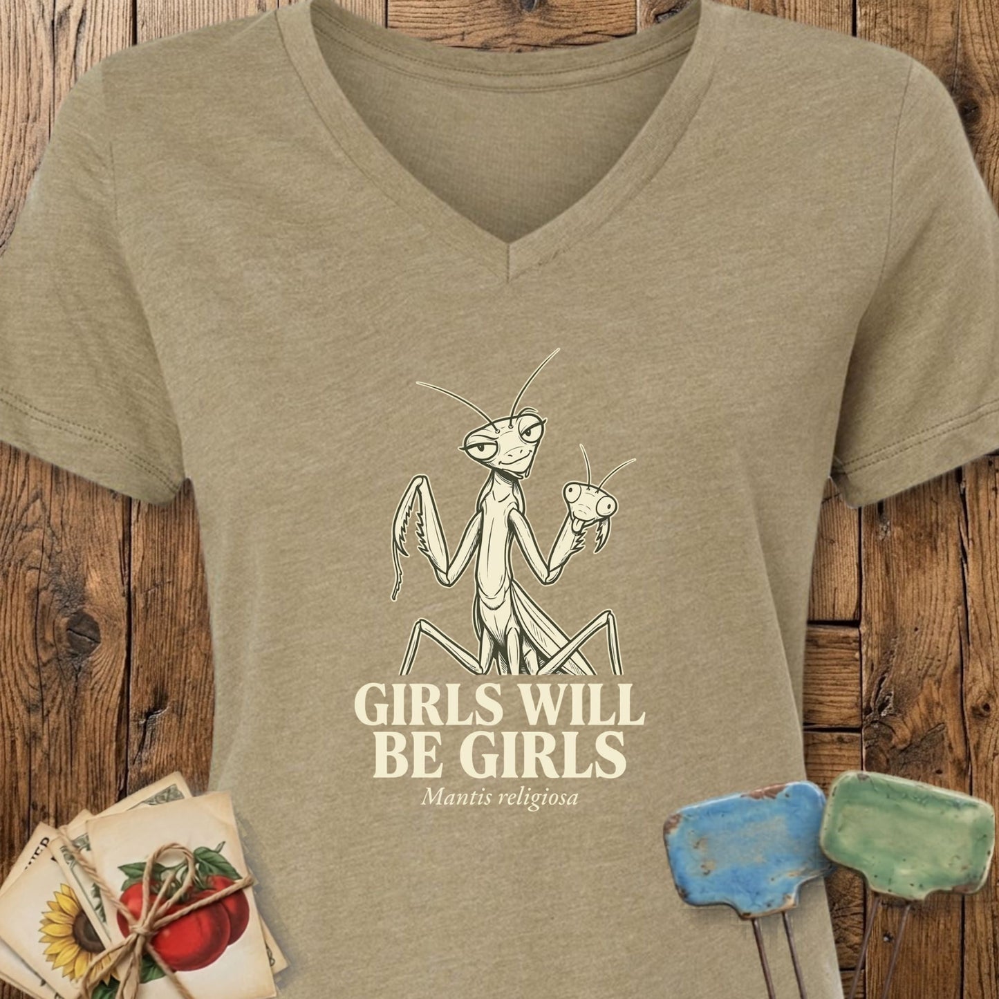 Printify V-Neck Heather Olive / S Girls V-Neck