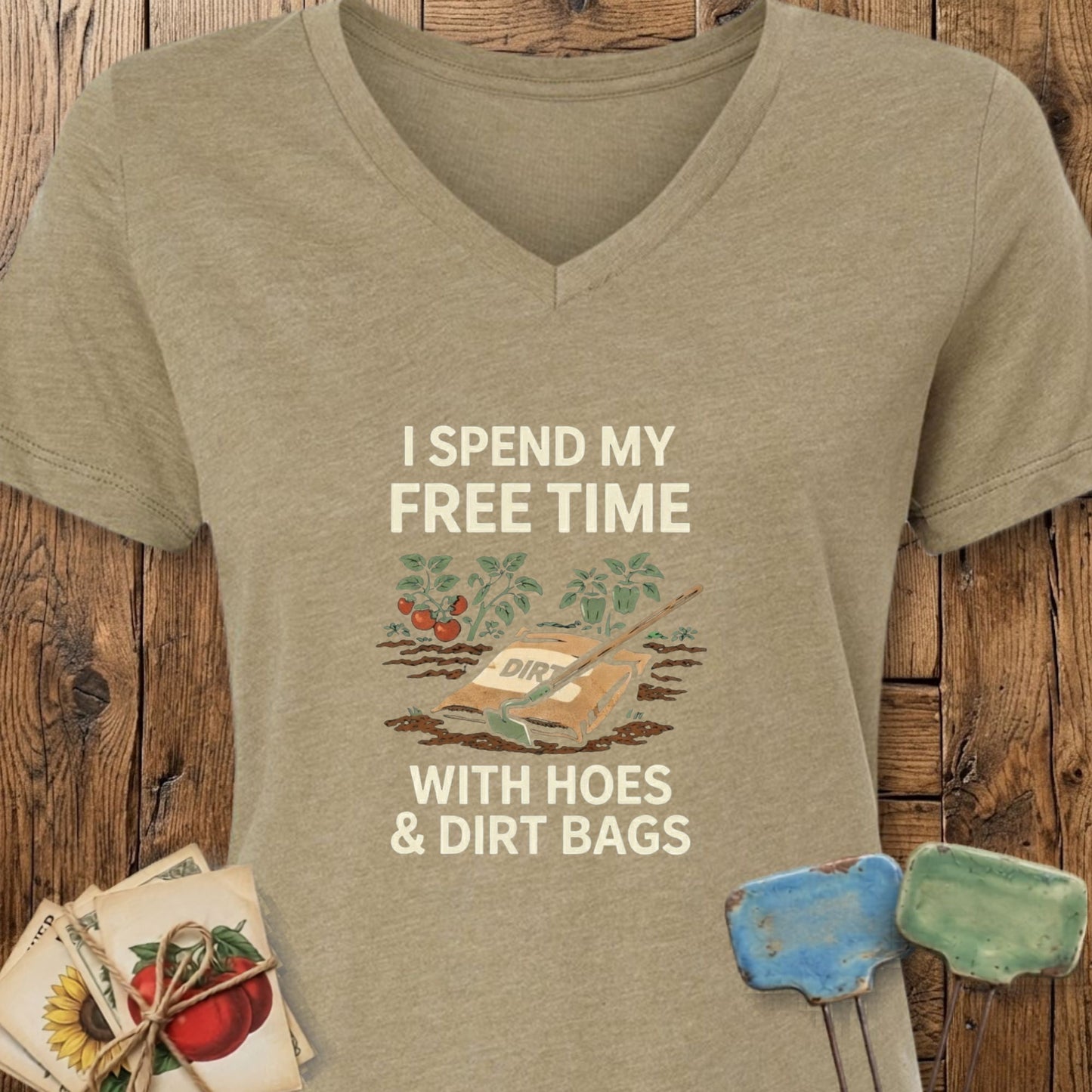 Printify V-Neck Heather Olive / S Hoes & Dirt Bags V-Neck