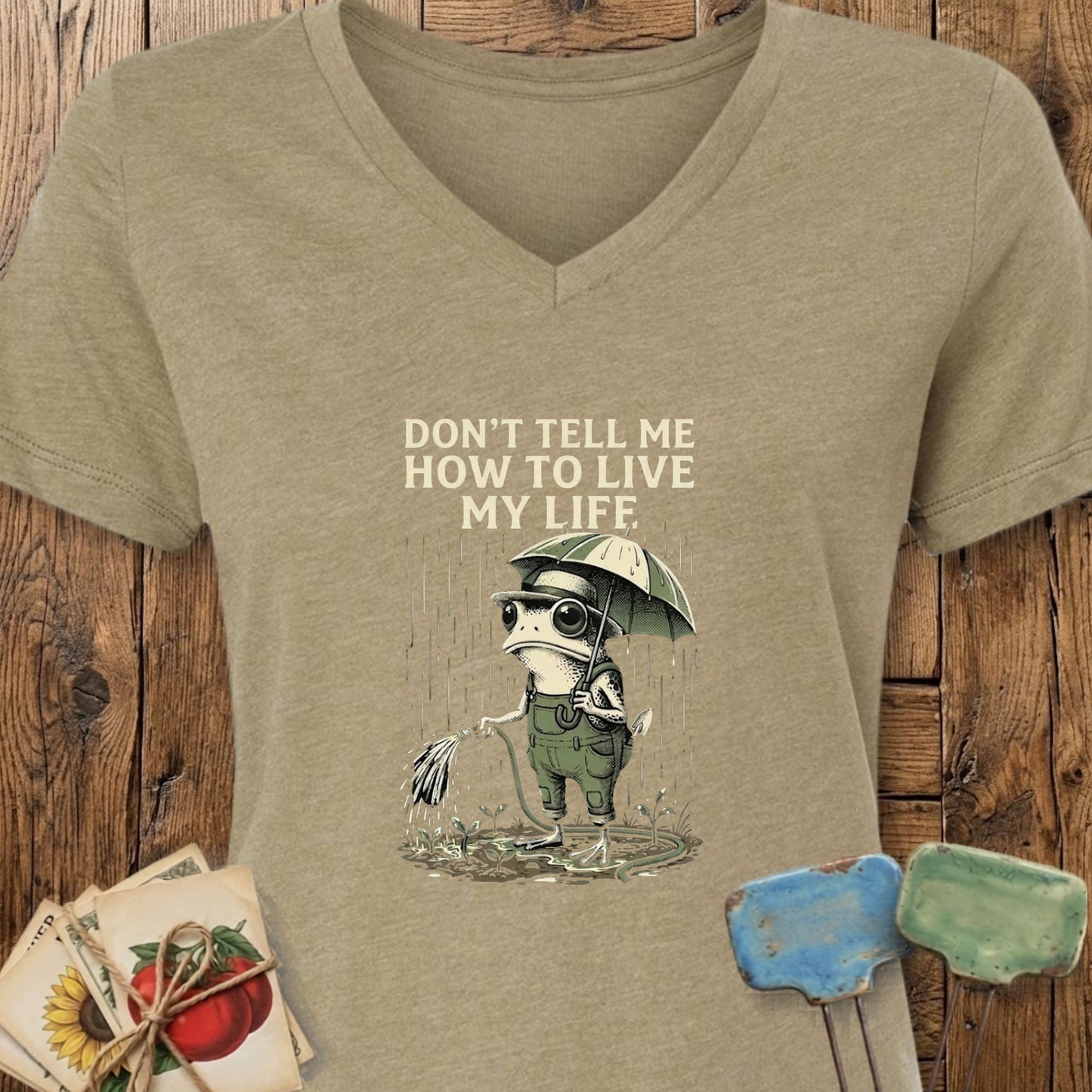 Printify V-Neck Heather Olive / S Live My Life V-Neck