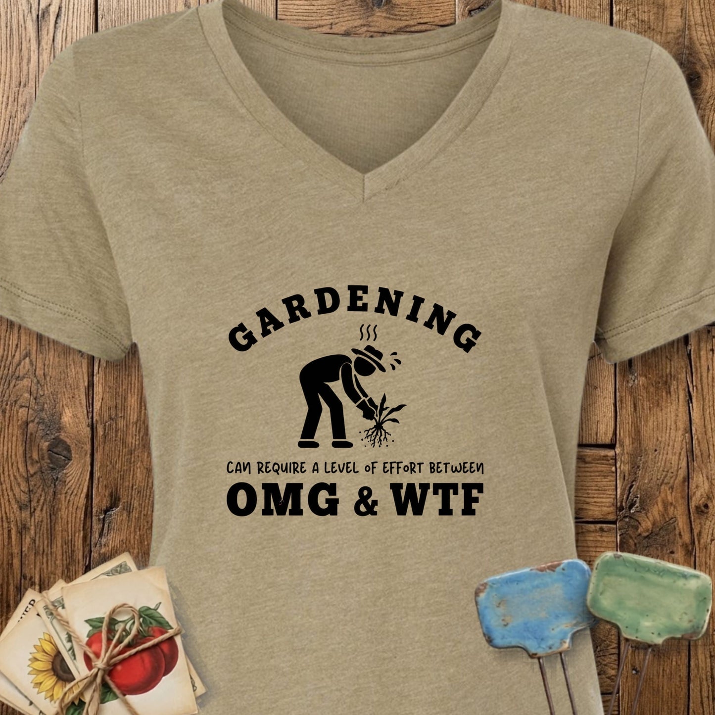 Printify V-Neck Heather Olive / S OMG & WTF V-Neck