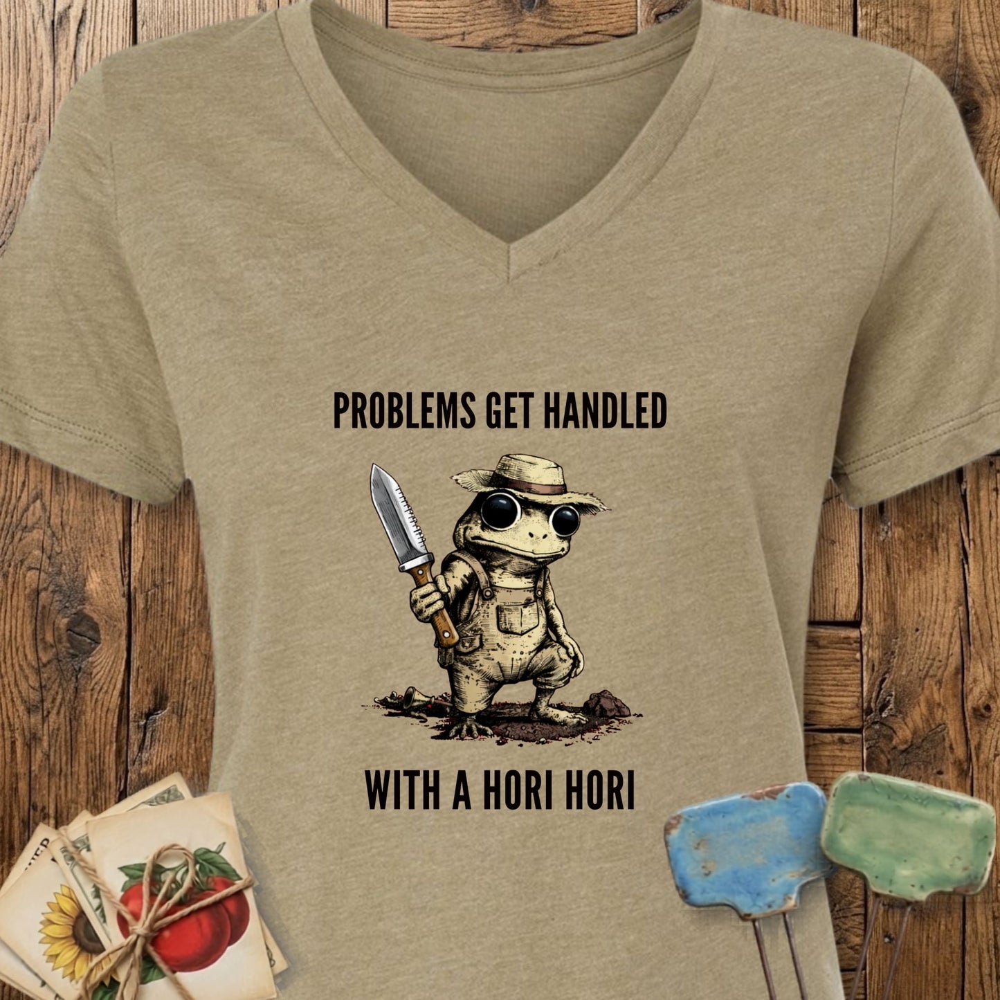 Printify V-Neck Heather Olive / S Problems Get Handled V-Neck