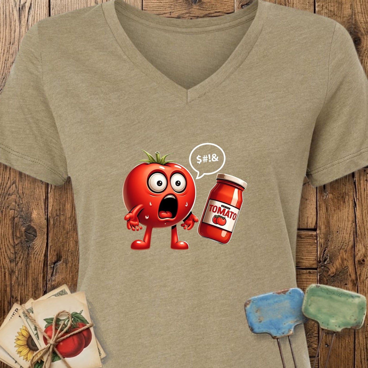 Printify V-Neck Heather Olive / S Tomato Shock V-Neck