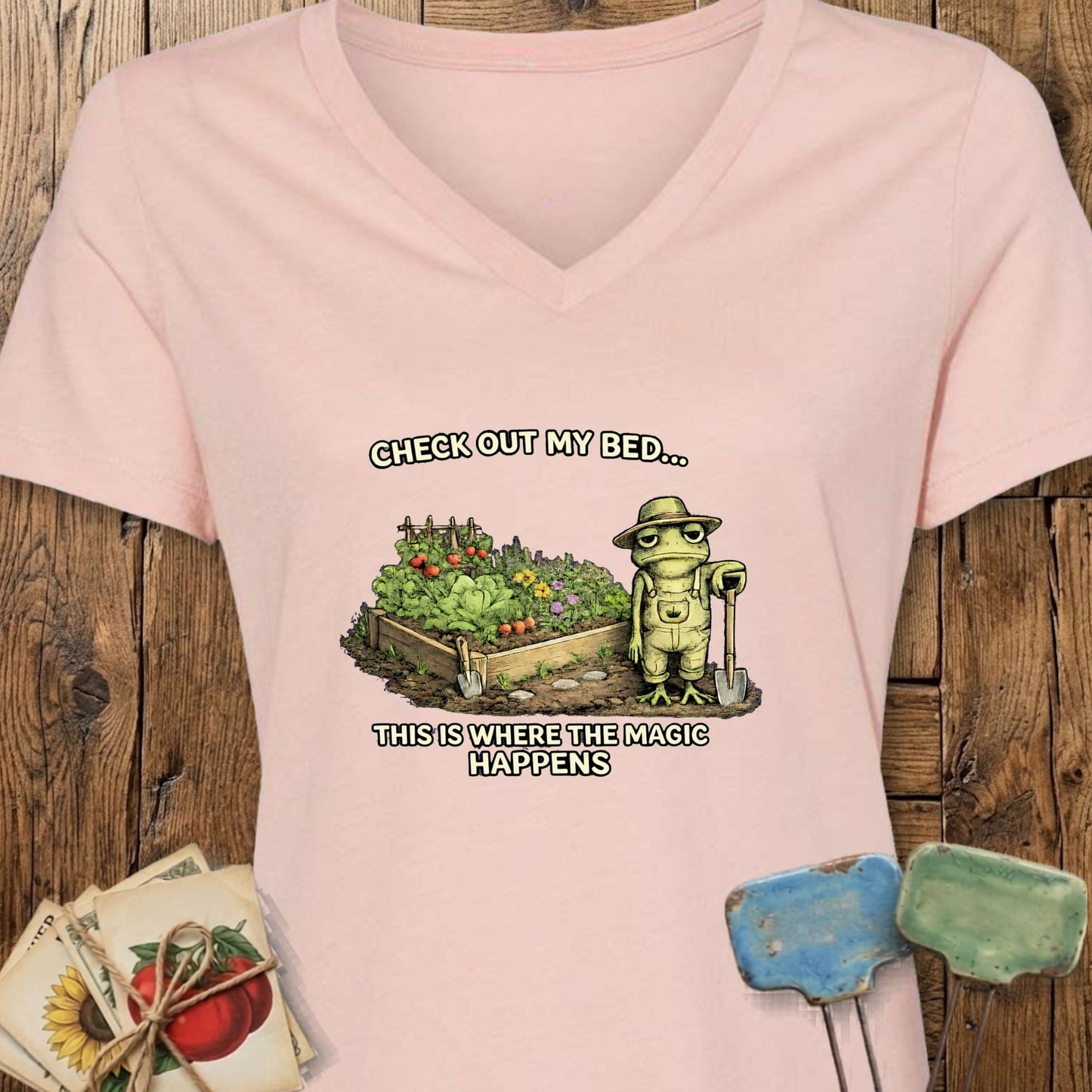 Printify V-Neck Heather Peach / S Check Out My Bed V-Neck