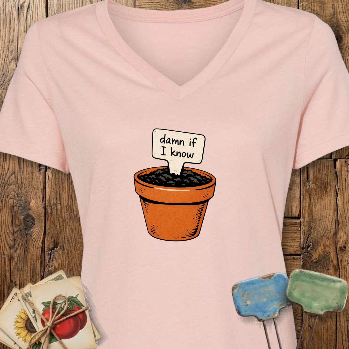 Printify V-Neck Heather Peach / S Damn If I Know V-Neck