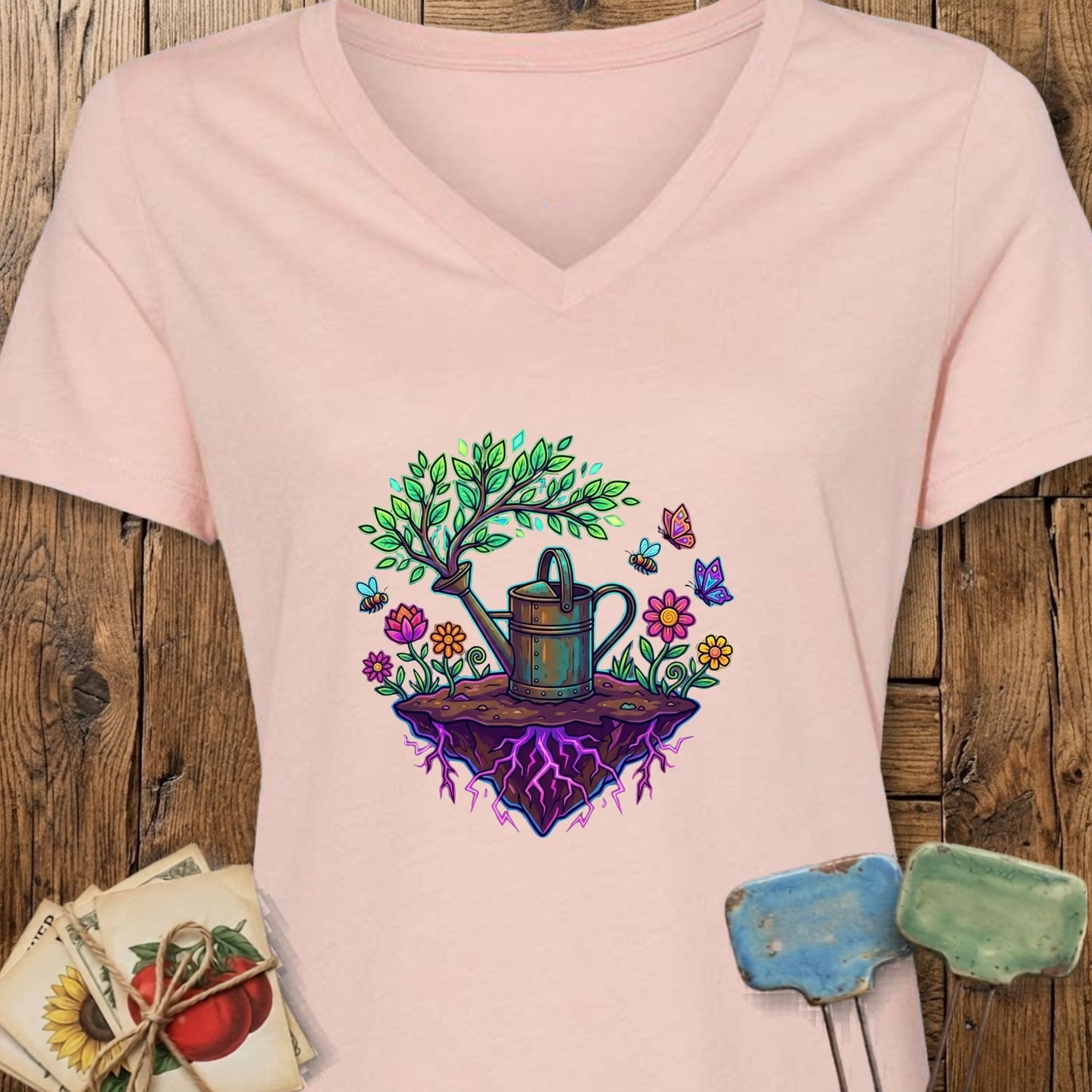 Printify V-Neck Heather Peach / S Grower's Heart V-Neck