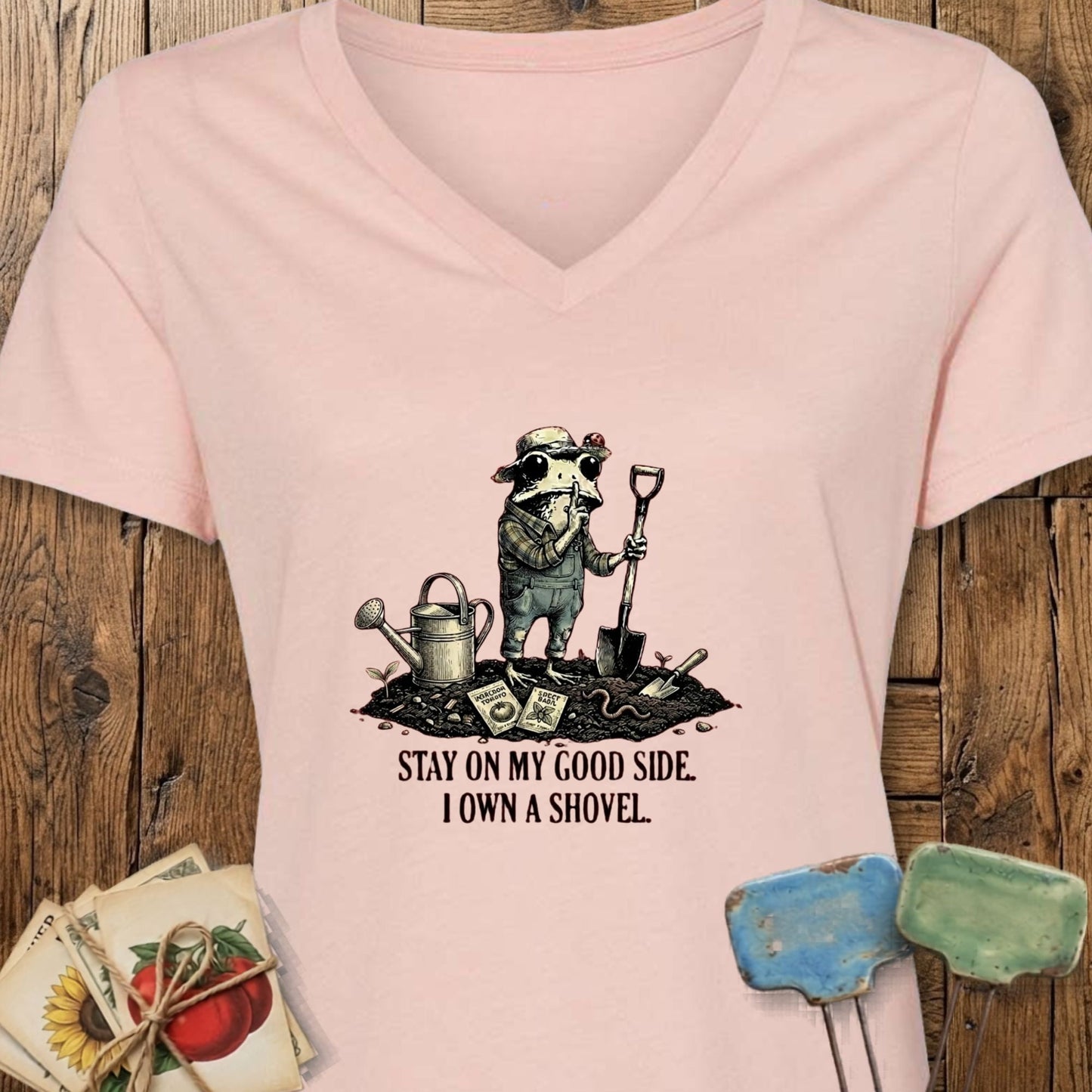 Printify V-Neck Heather Peach / S I Own a Shovel V-Neck